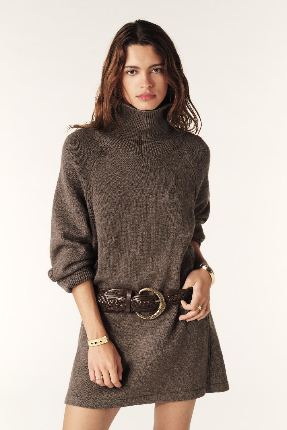 Ba&sh Robe Mini Jersey Medee Chocolat