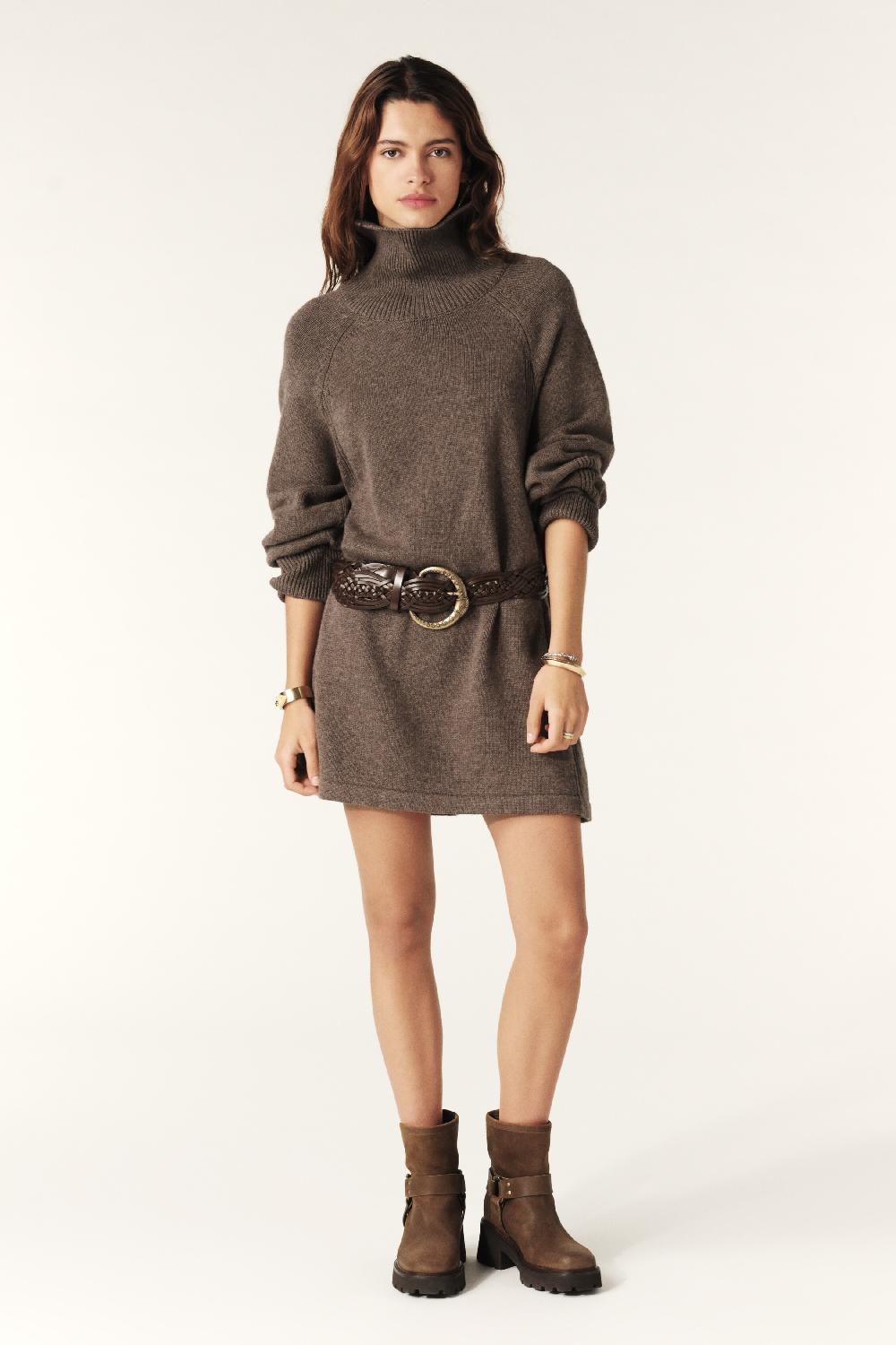 Ba&sh Robe Mini Jersey Medee Chocolat