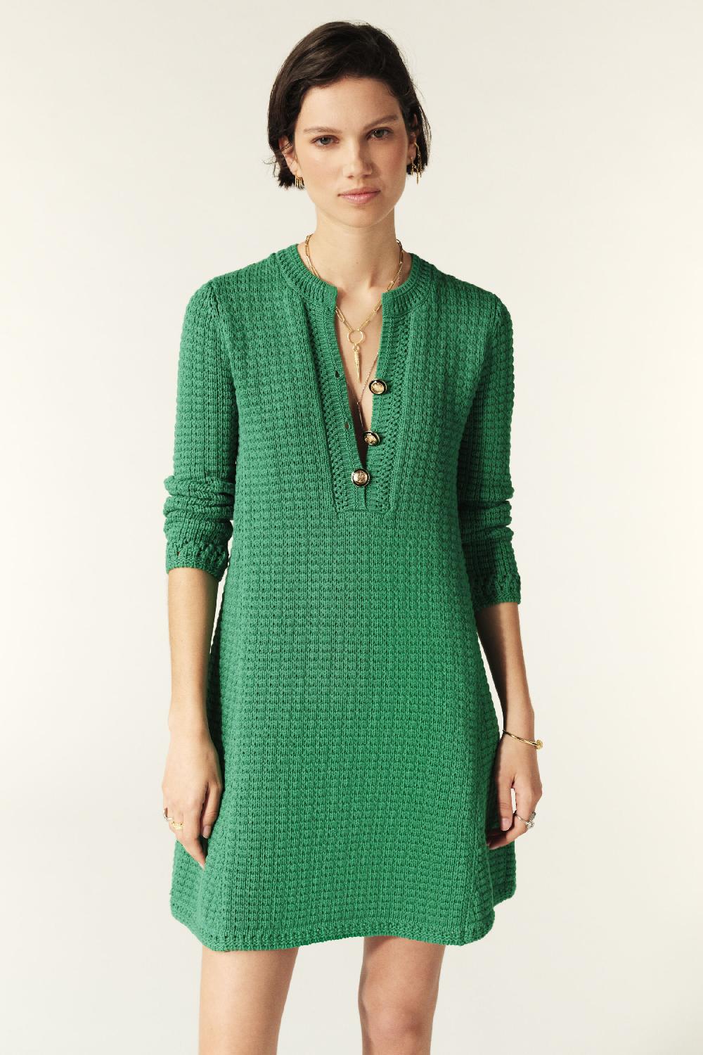 Ba&sh Robe Mini Maille Gysele Vert