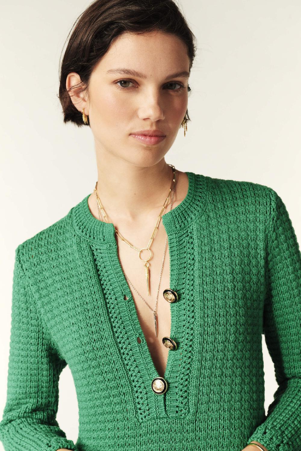Ba&sh Robe Mini Maille Gysele Vert