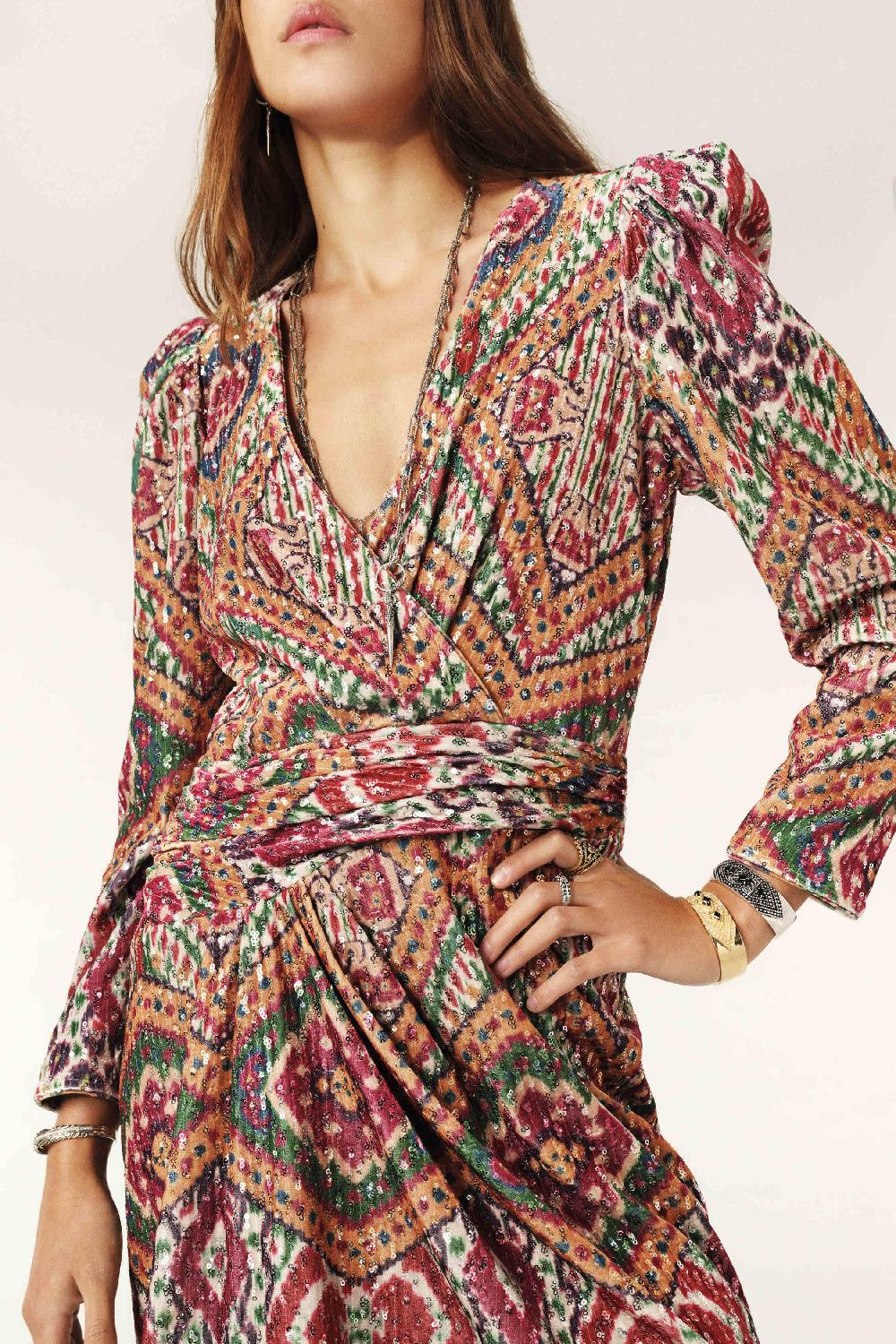 Ba&sh Robe Mini PailletéE Tola Ocre