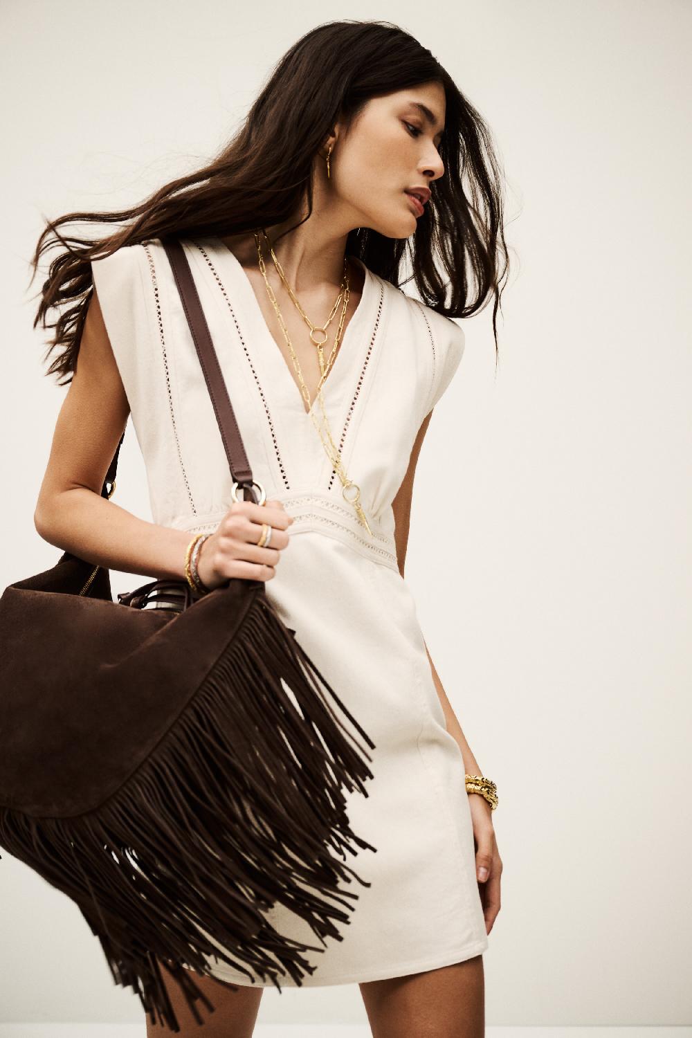 ba&sh Robe Naria Blanc Ecru