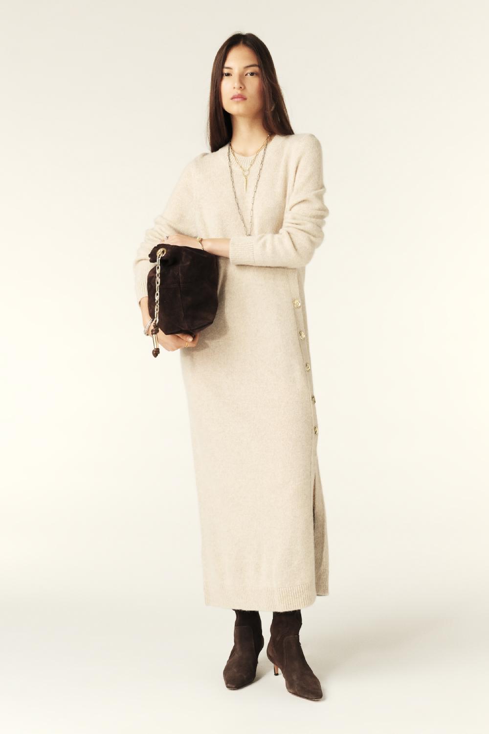 ba&sh Robe Pull Doree Beige