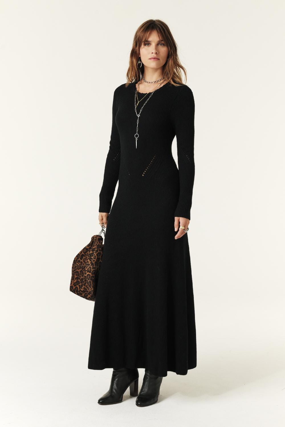 ba&sh Robe Pull Midi Petronia Noir
