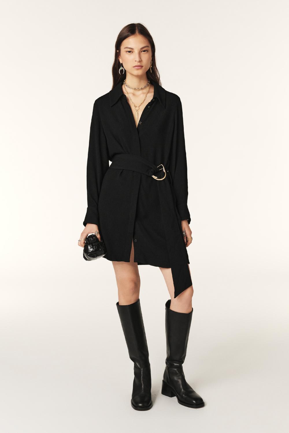 ba&sh Robe Tunique CeinturéE Ulae Noir