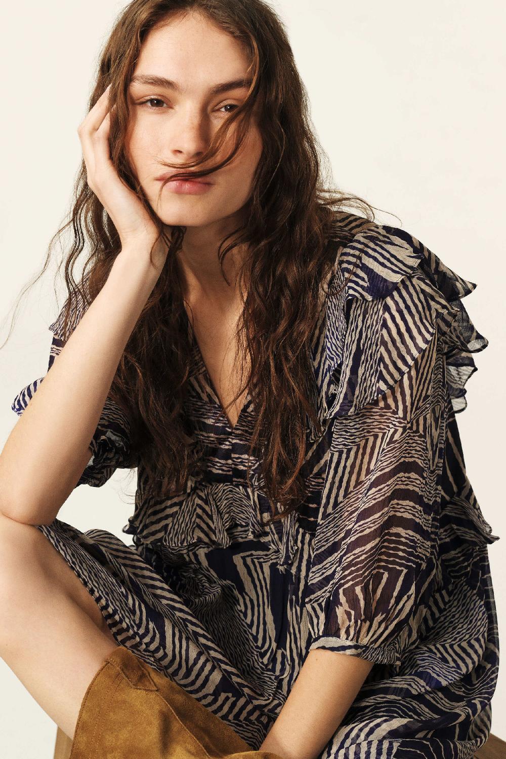 Ba&sh Robe Volante Acacia Bleu Nuit