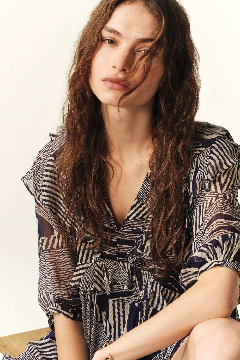 Ba&sh Robe Volante Acacia Bleu Nuit