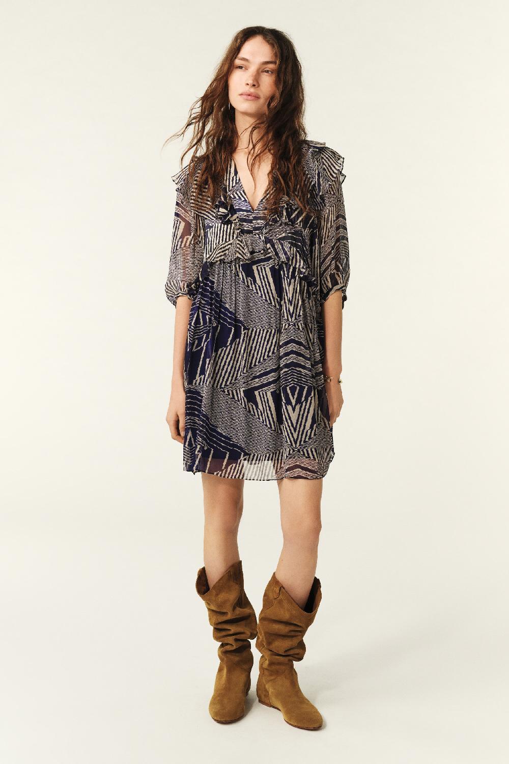 ba&sh Robe Volante Acacia Bleu Nuit