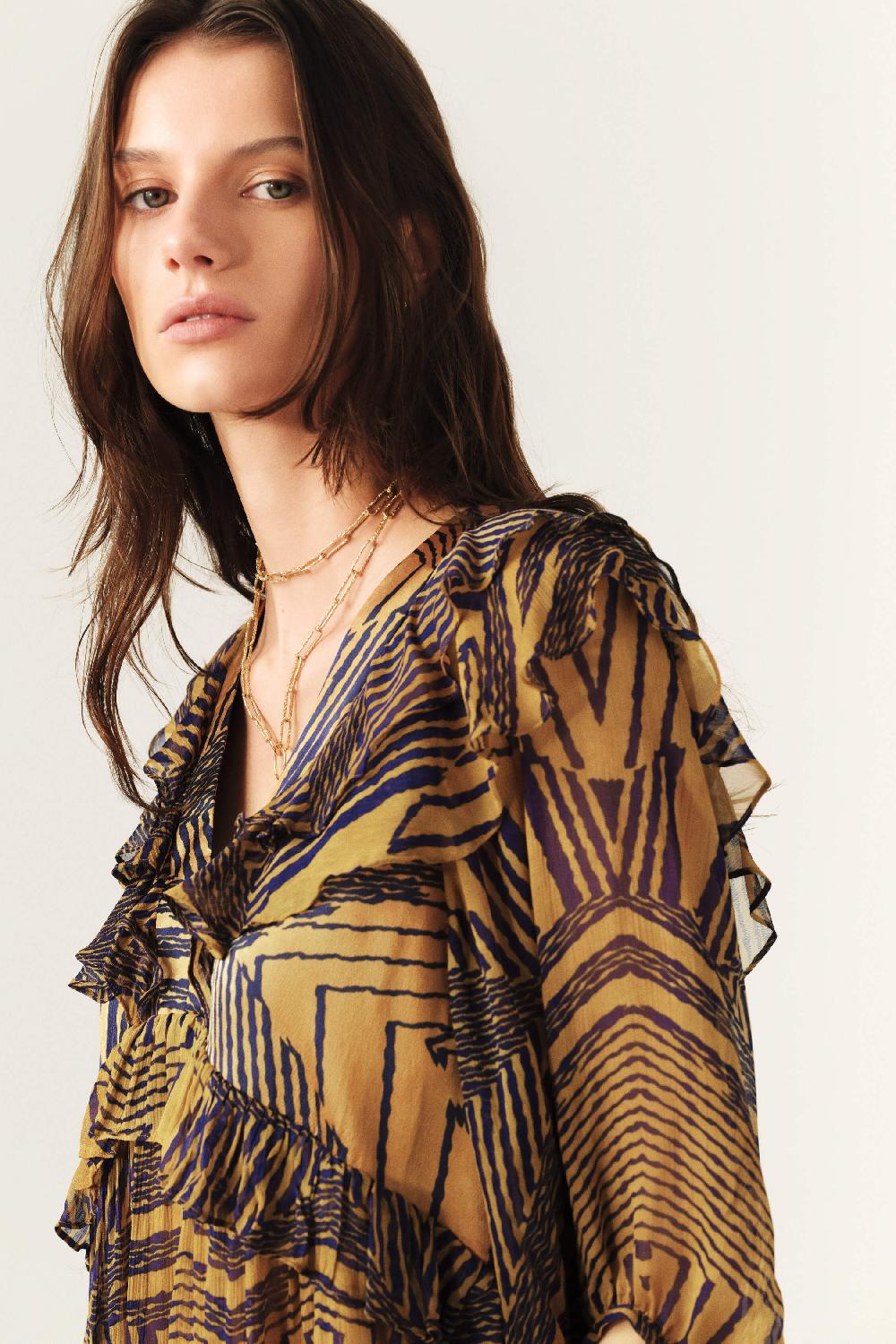 Ba&sh Robe Volante Acacia Ocre