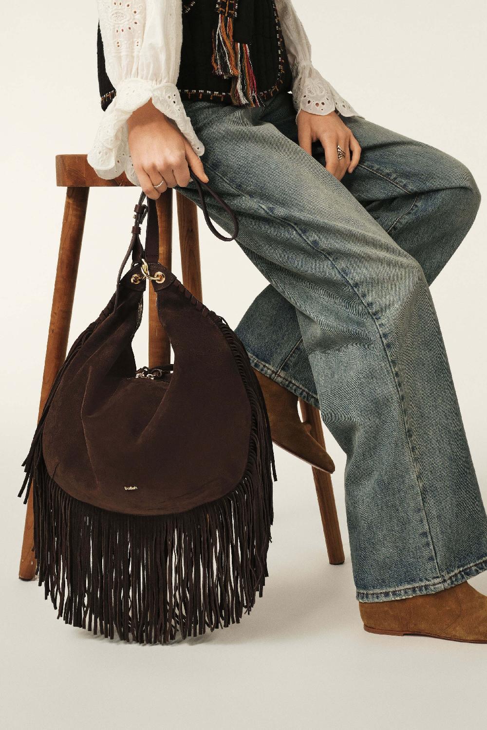 Ba&sh Sac à Franges Swing Chocolat