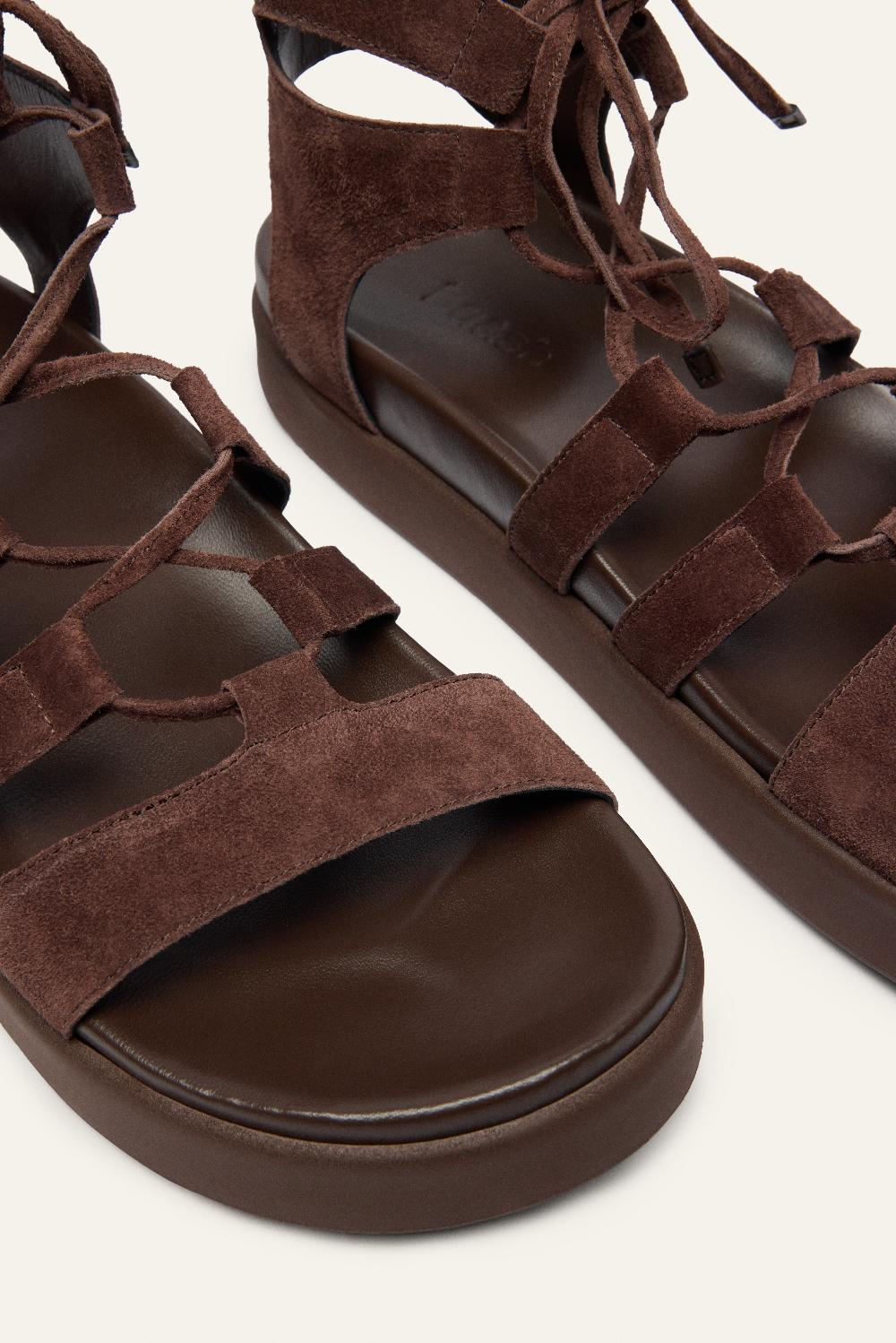 Ba&sh Sandales à Lacer Calea Chocolat