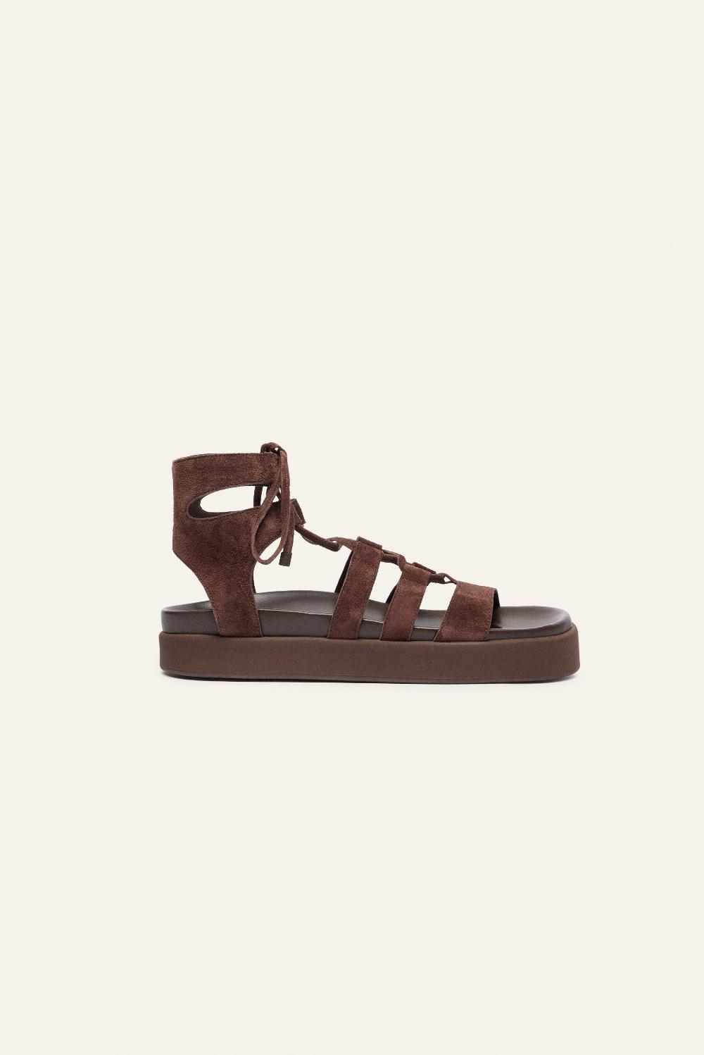 ba&sh Sandales à Lacer Calea Chocolat