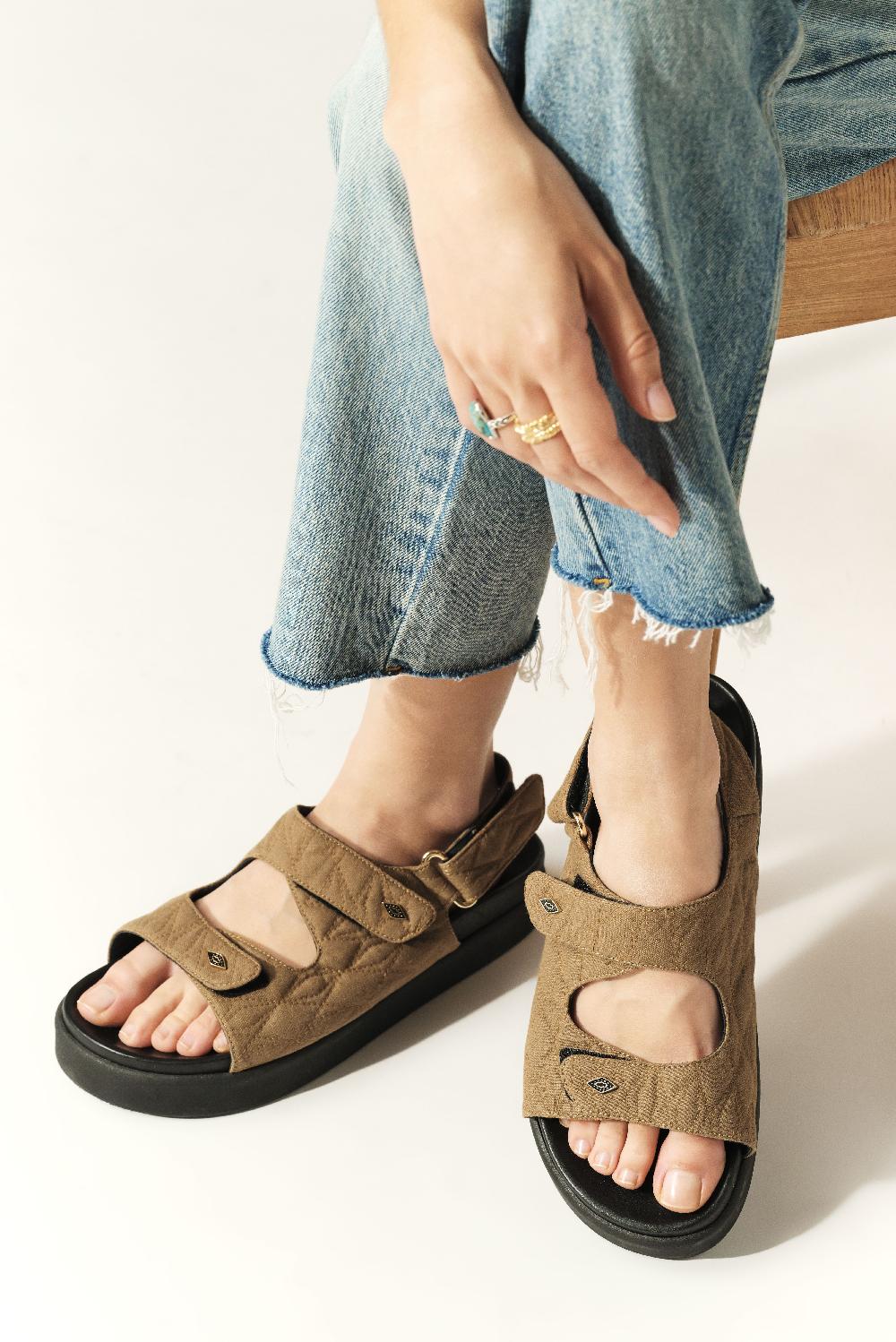 Ba&sh Sandales Ouvertes Scratch Cratch Kaki