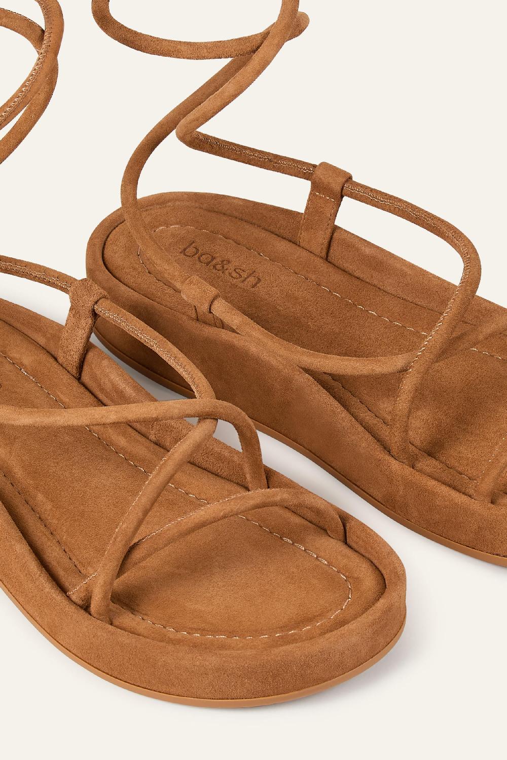 Ba&sh Sandales Plates Cesaria Marron