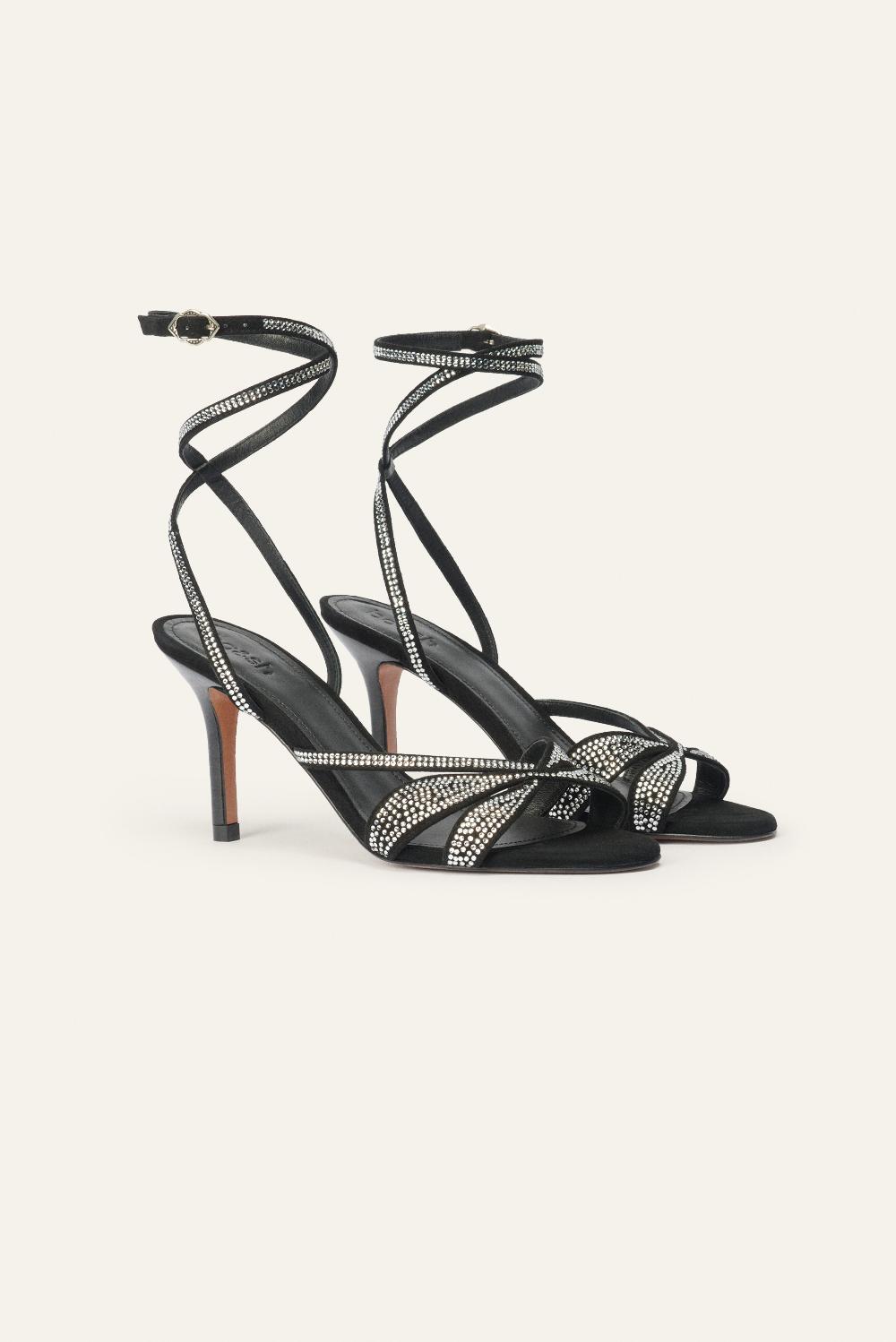 Ba&sh Sandales Talon Strass Chagua Noir