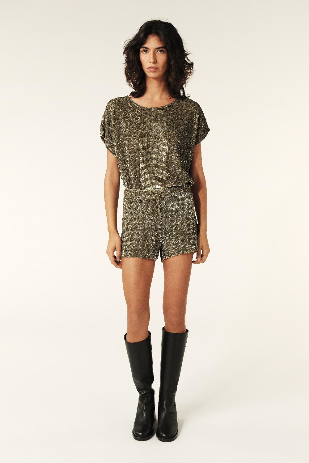 Ba&sh Short Court Brodé Ioul Gris