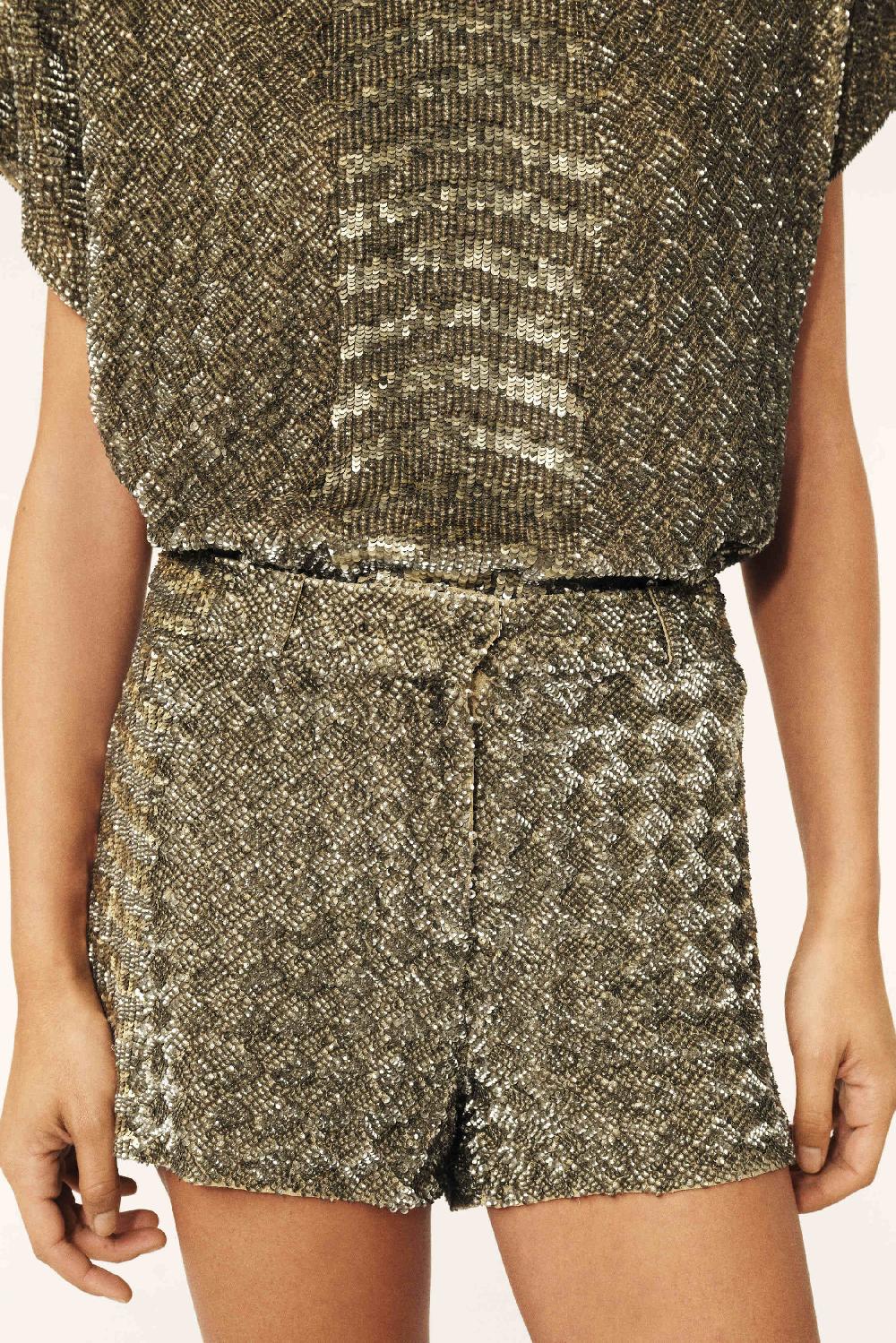 Ba&sh Short Court Brodé Ioul Gris