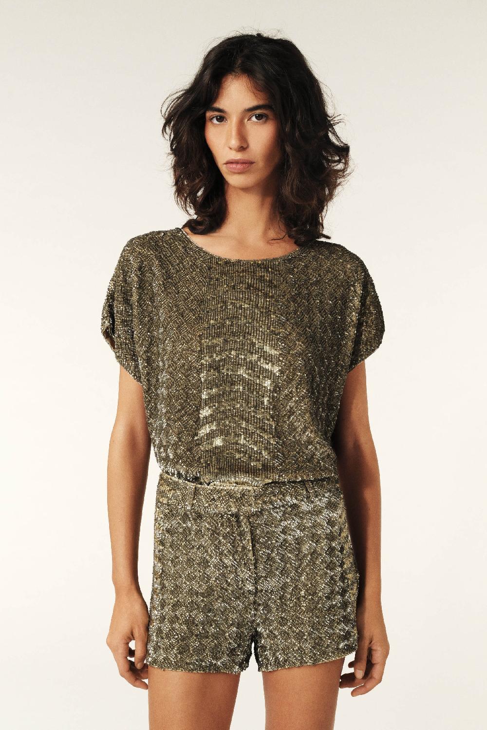 ba&sh Short Court Brodé Ioul Gris