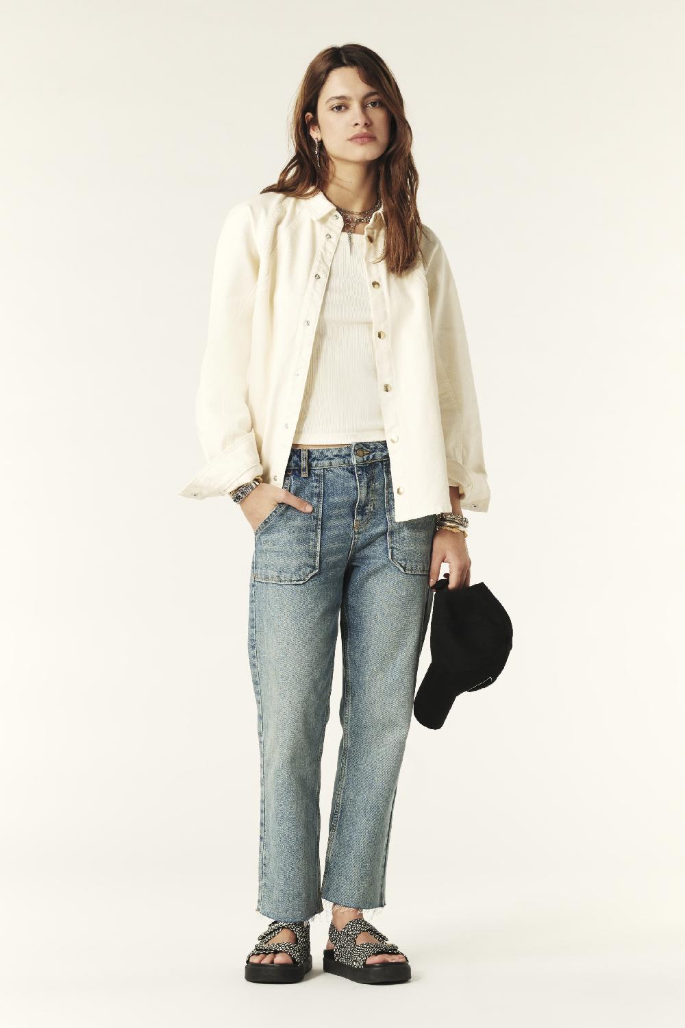 Ba&sh Surchemise En Denim Terra Blanc Ecru