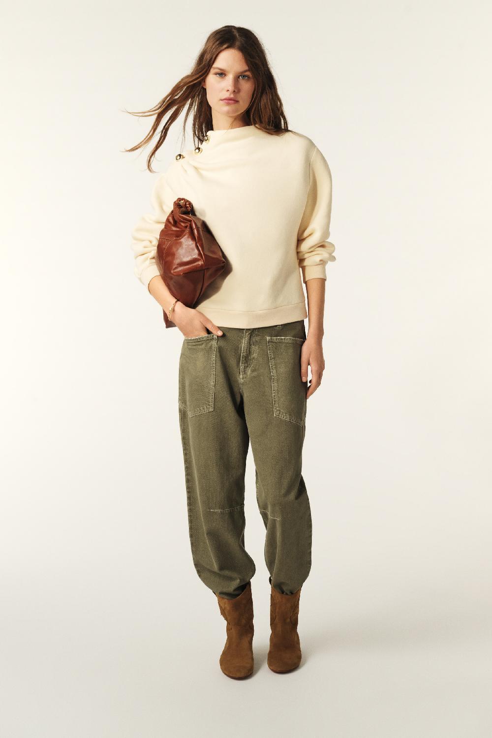 Ba&sh Sweat Boutonnage éPaule Robbie Blanc Ecru