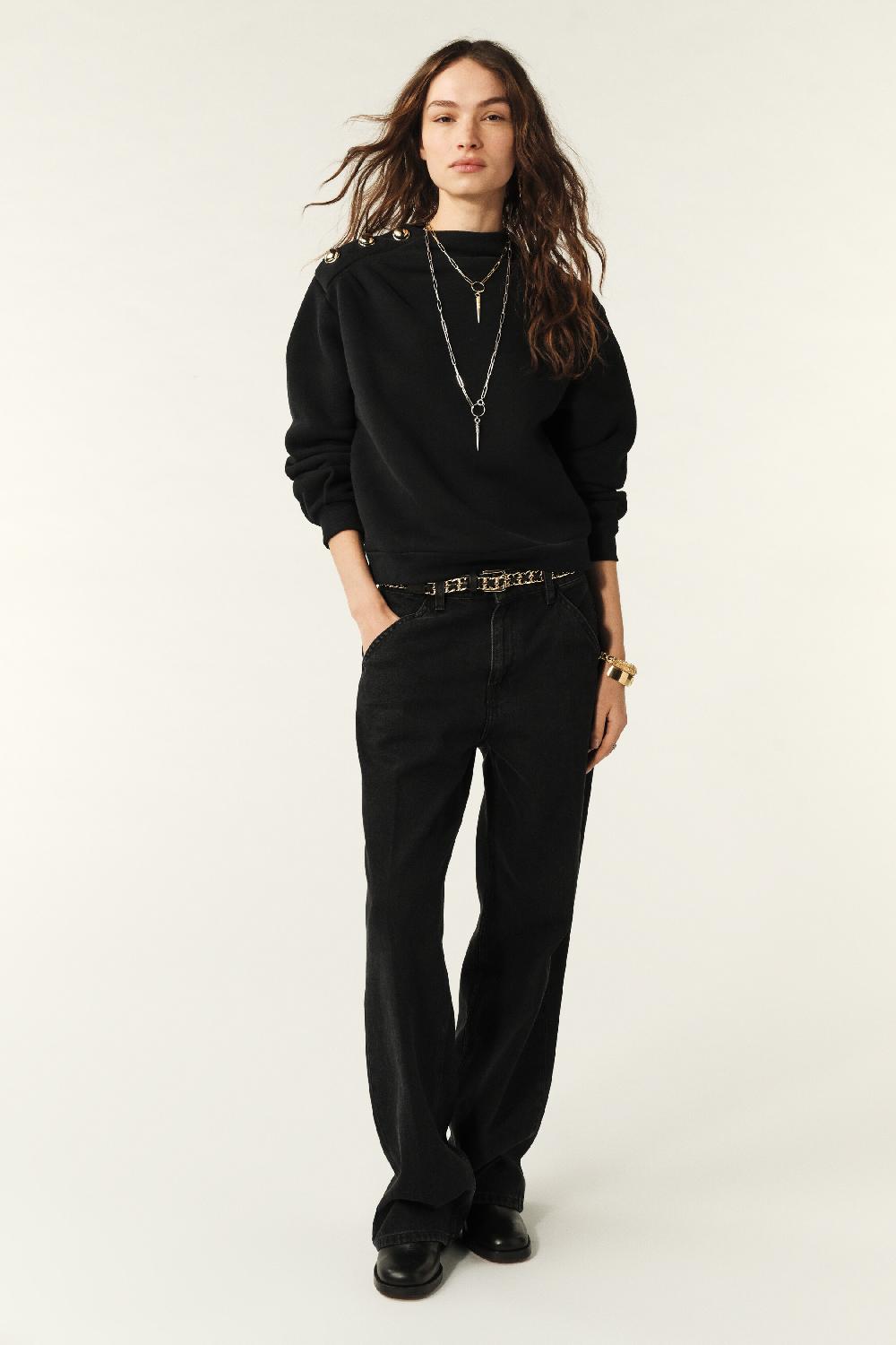 Ba&sh Sweat Boutonnage éPaule Robbie Noir