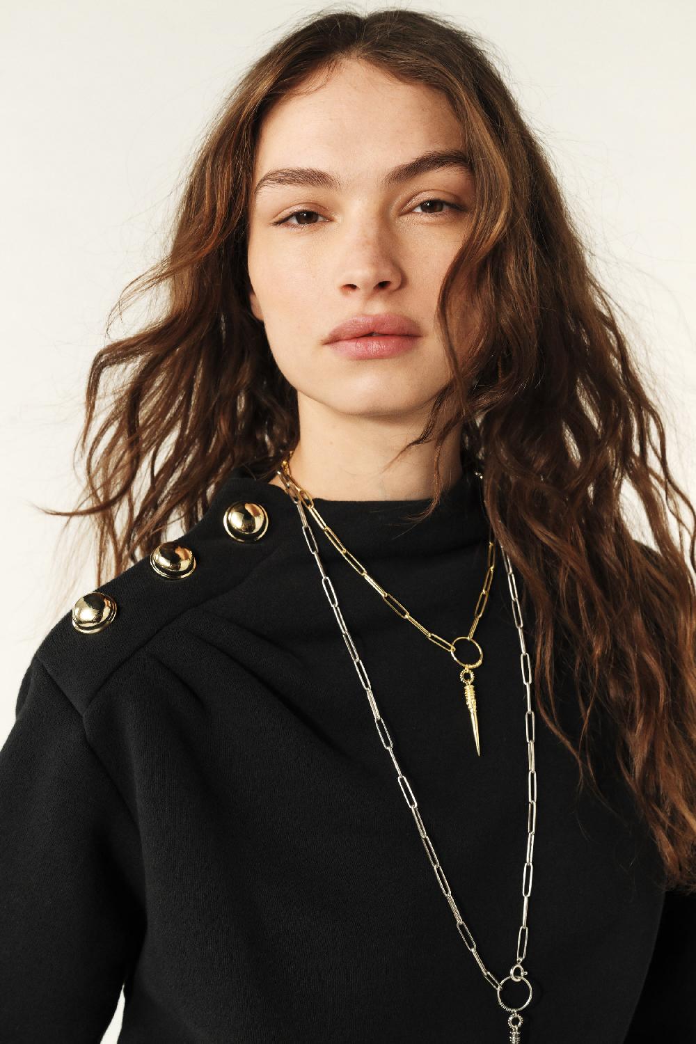 Ba&sh Sweat Boutonnage éPaule Robbie Noir