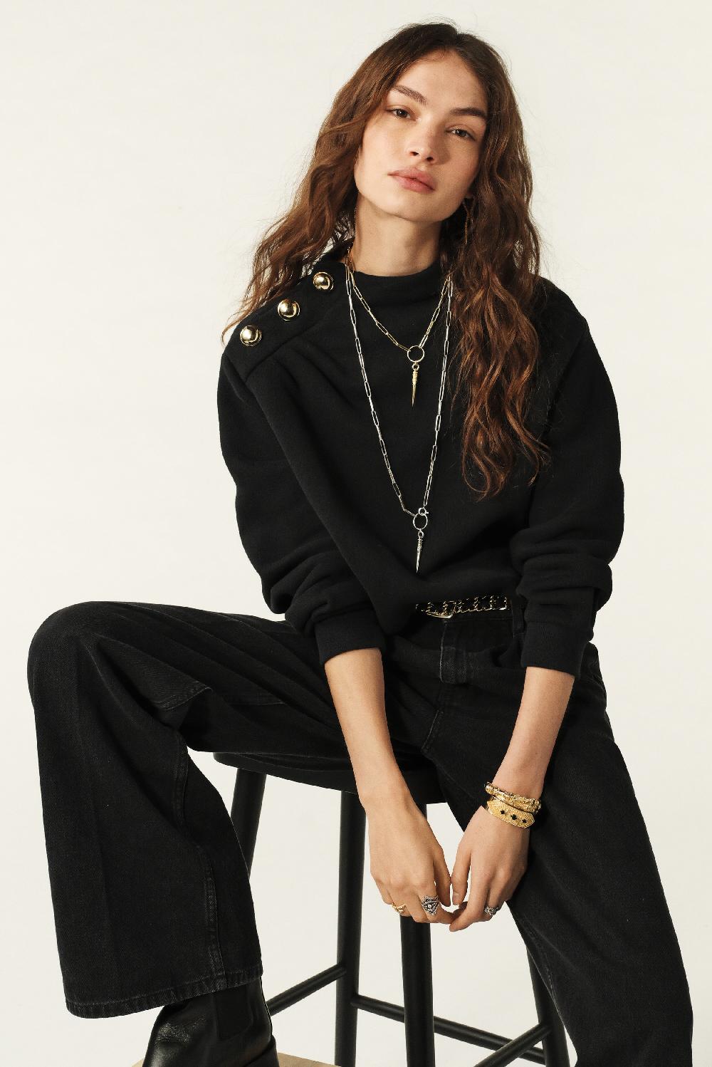 Ba&sh Sweat Boutonnage éPaule Robbie Noir