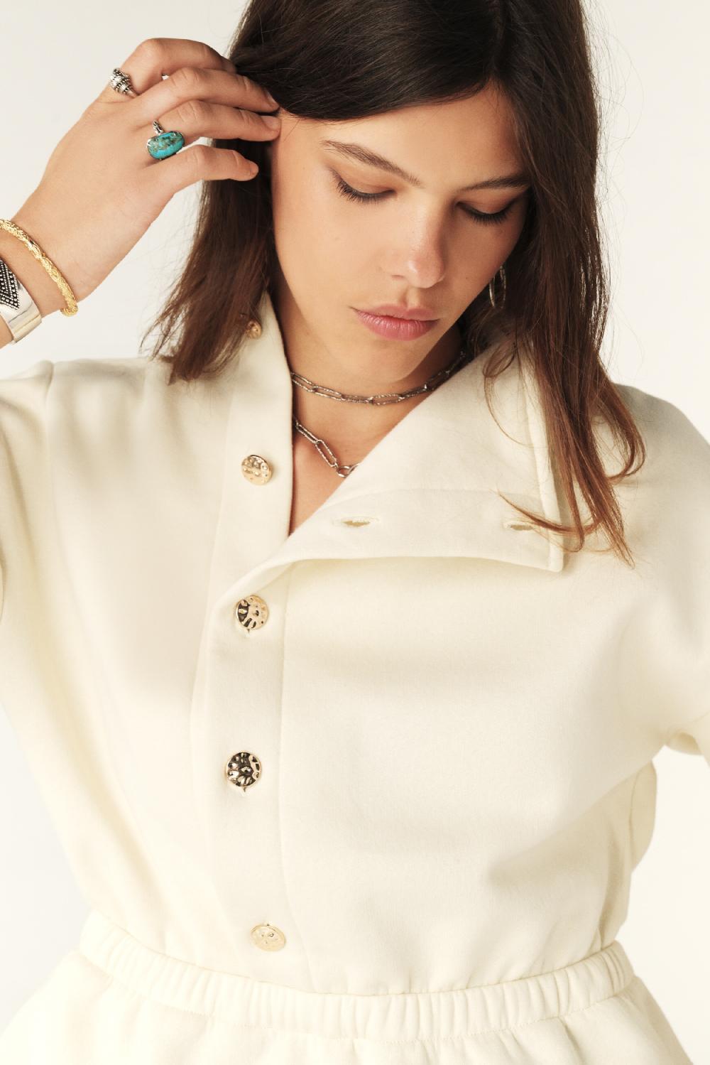 Ba&sh Sweat Cintré Doll Blanc Ecru