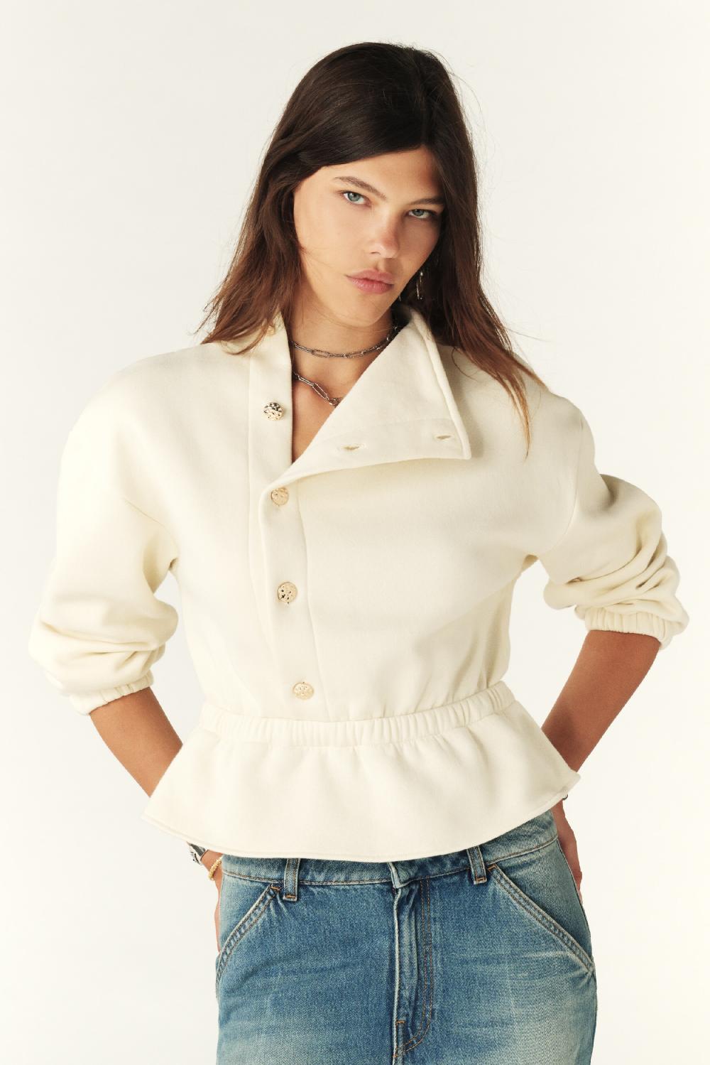 Ba&sh Sweat Cintré Doll Blanc Ecru