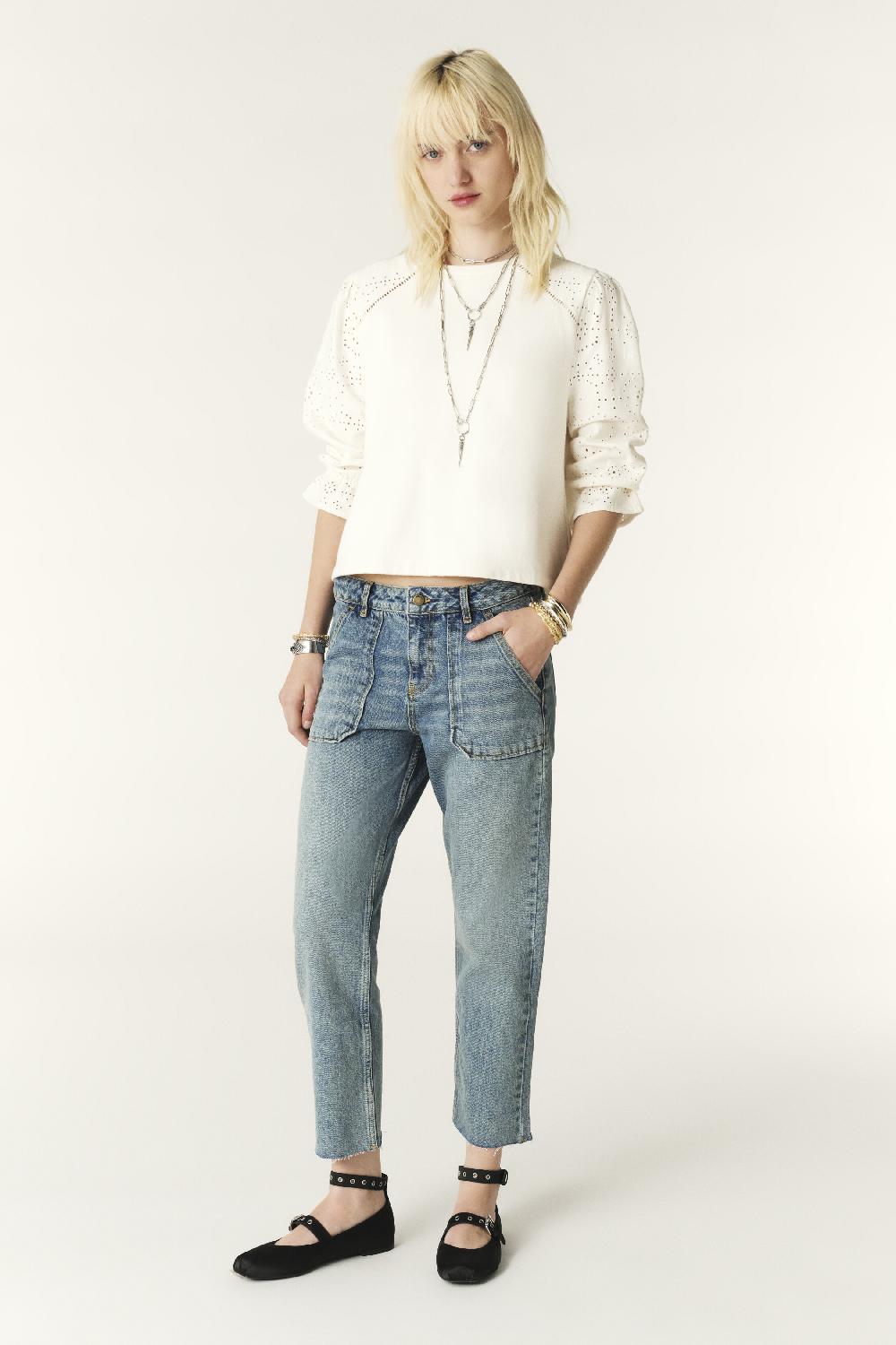 Ba&sh Sweatshirt Col Rond Lucas Blanc Ecru