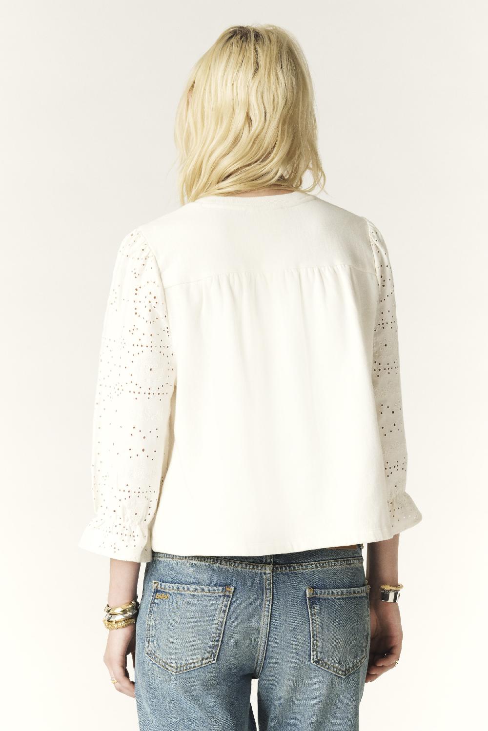 Ba&sh Sweatshirt Col Rond Lucas Blanc Ecru