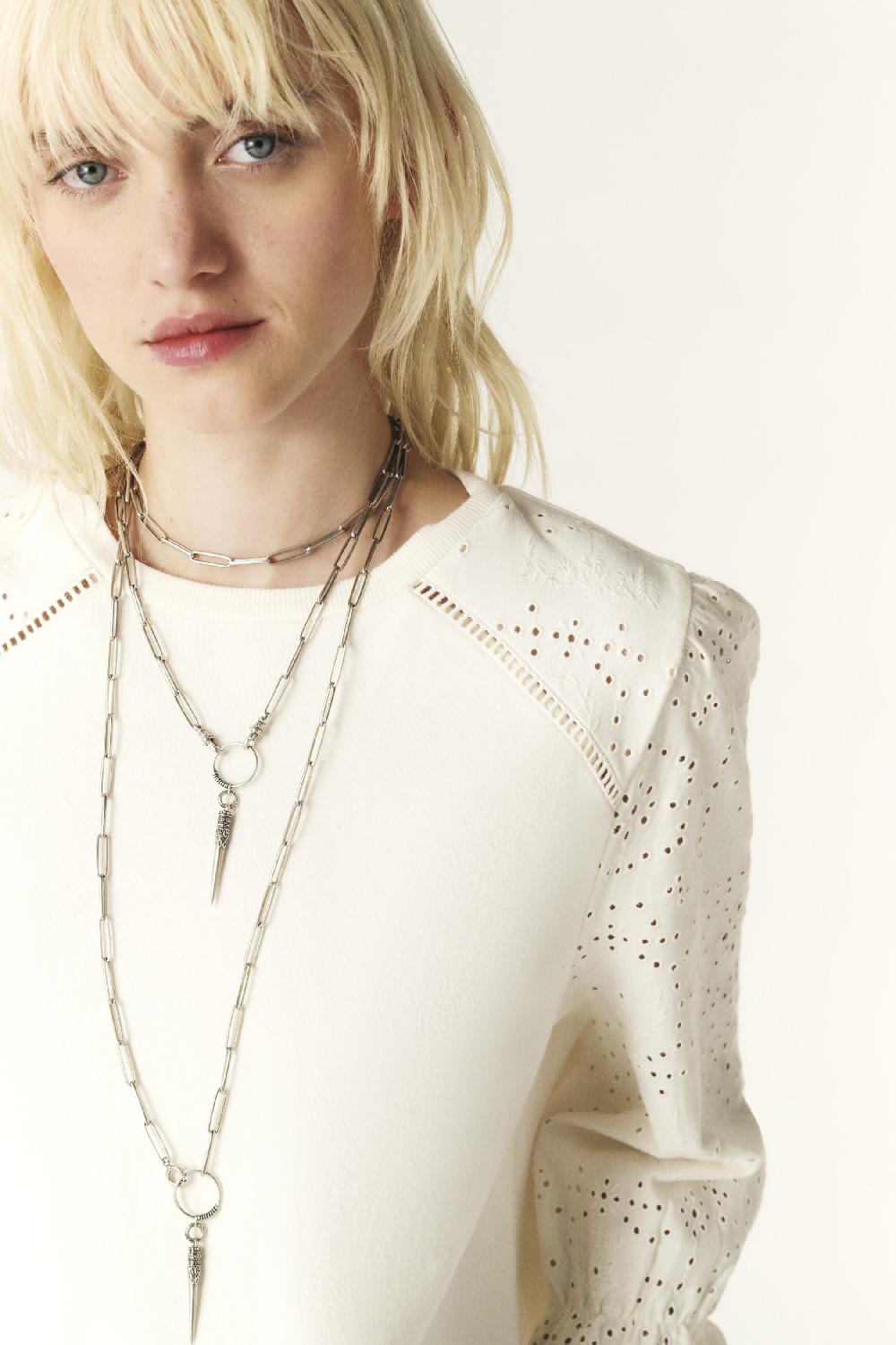 Ba&sh Sweatshirt Col Rond Lucas Blanc Ecru