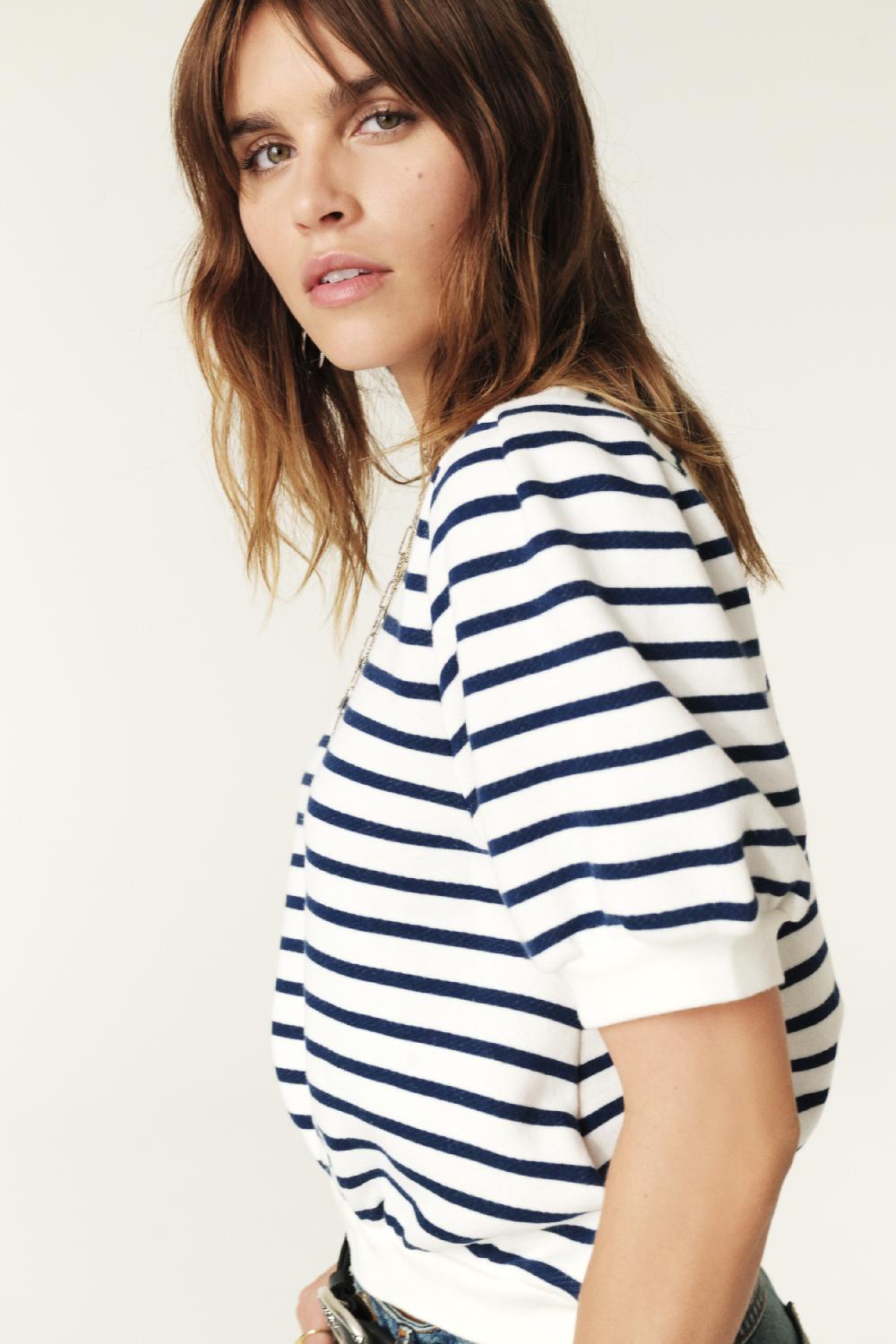 Ba&sh Sweatshirt Manches Courtes Tamar Blanc Ecru