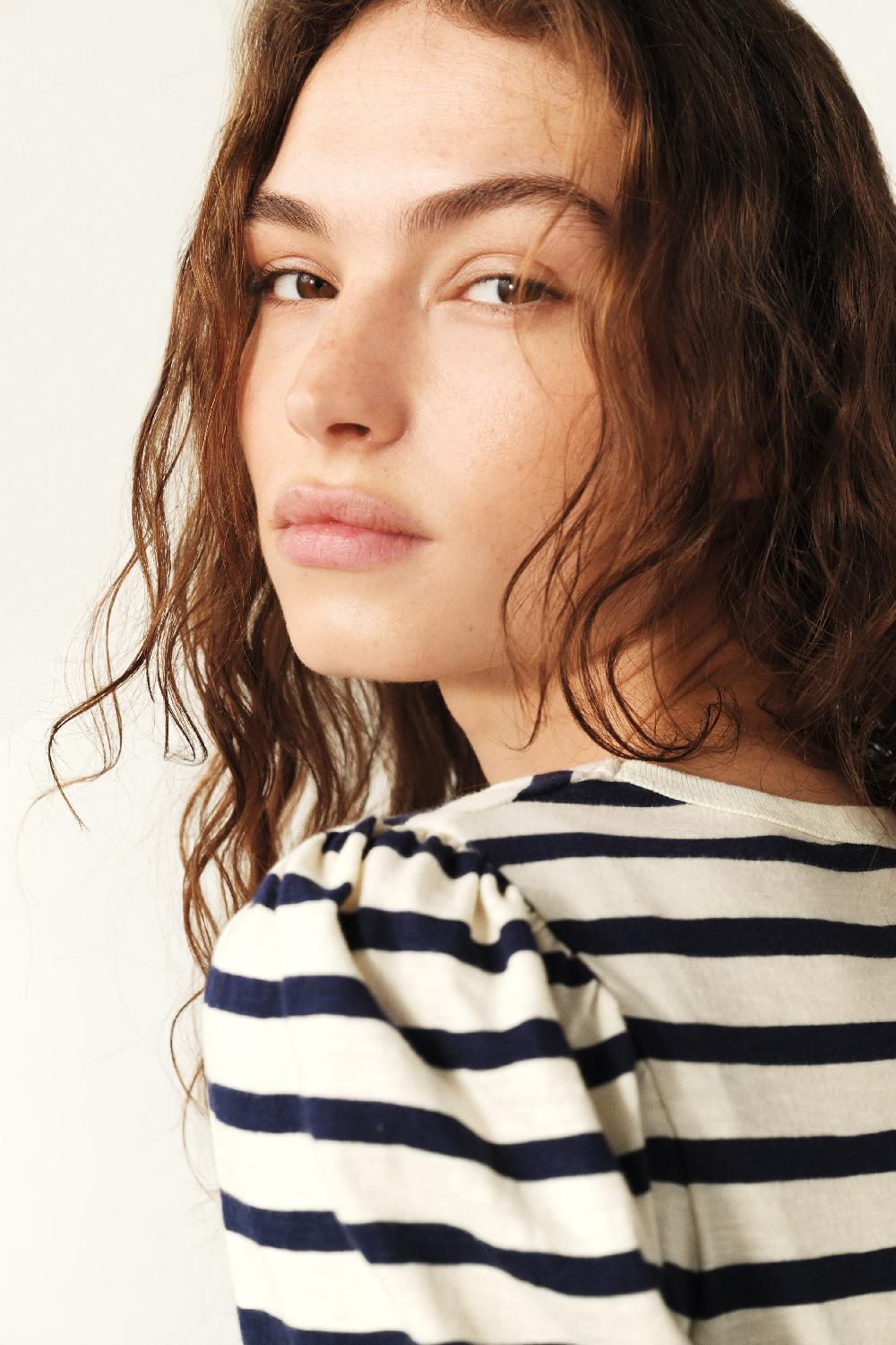 Ba&sh T-Shirt à Rayures Sango Blanc Ecru