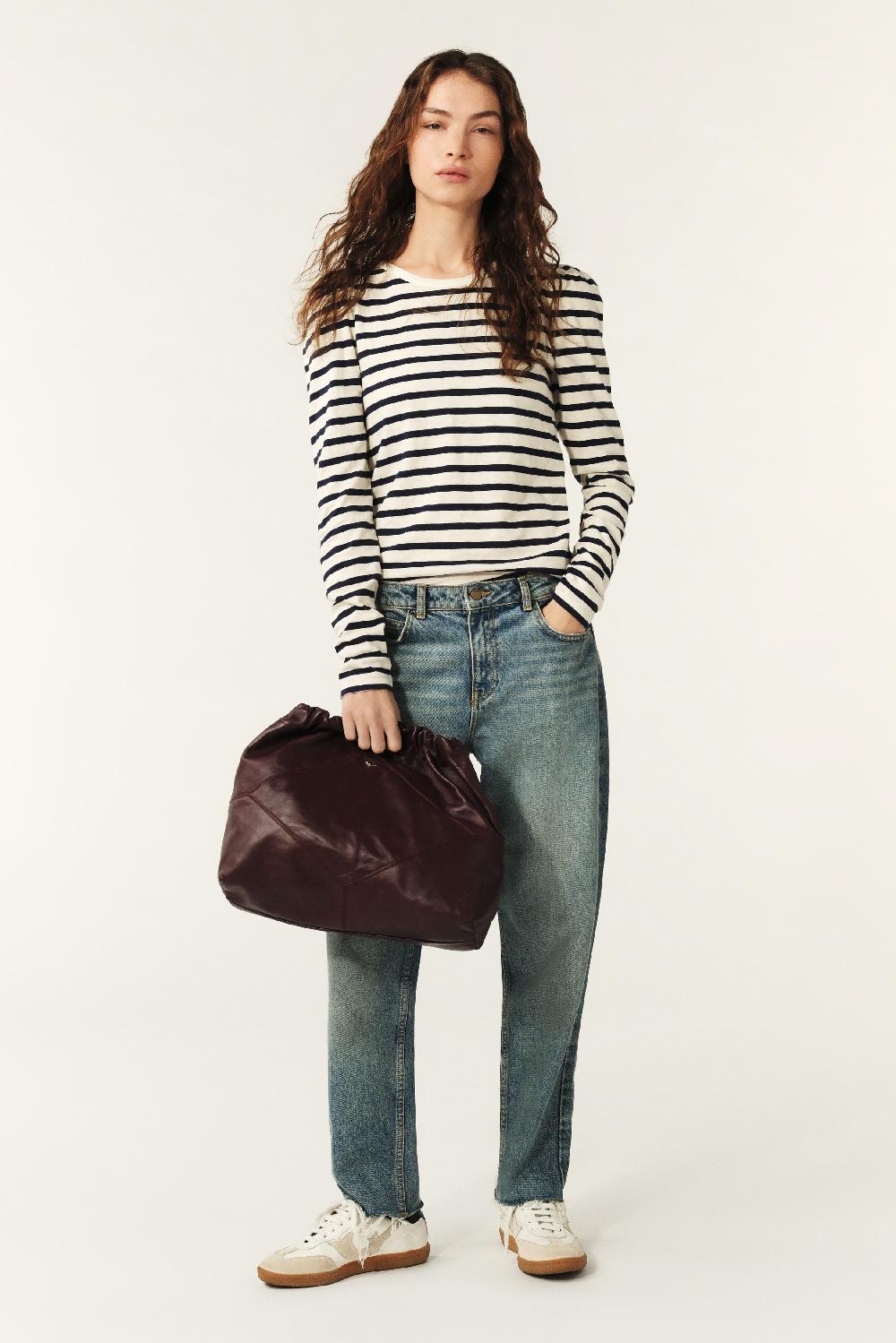 Ba&sh T-Shirt à Rayures Sango Blanc Ecru