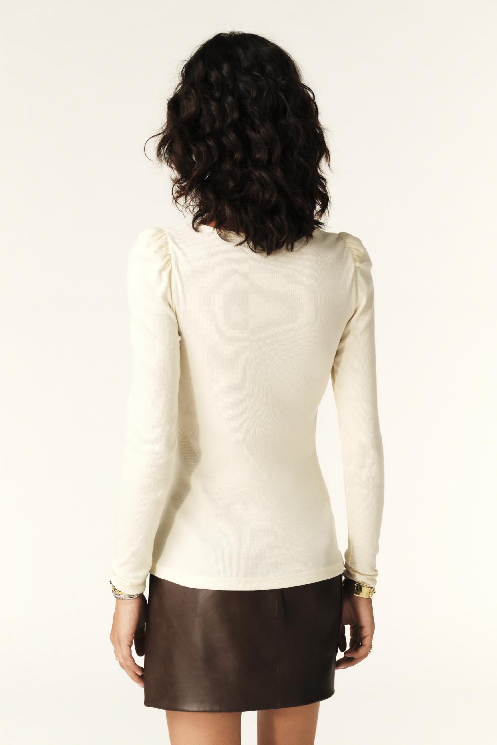 Ba&sh T-Shirt Col Carré Oprah Blanc Ecru