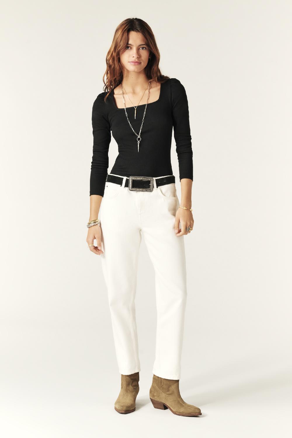 Ba&sh T-Shirt Col Carré Oprah Noir