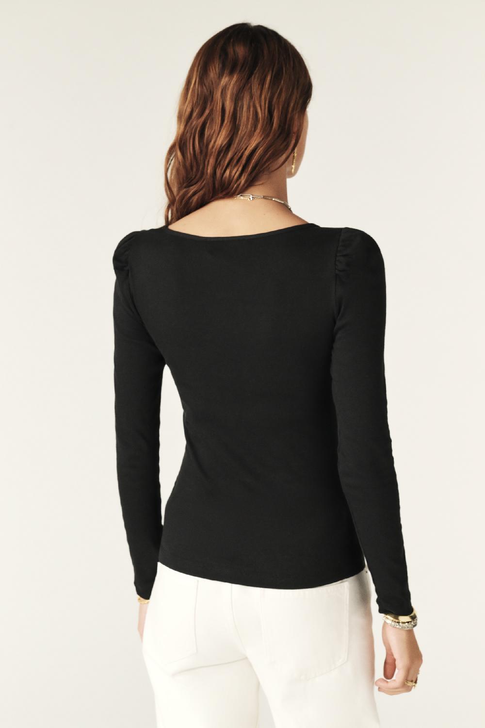 Ba&sh T-Shirt Col Carré Oprah Noir