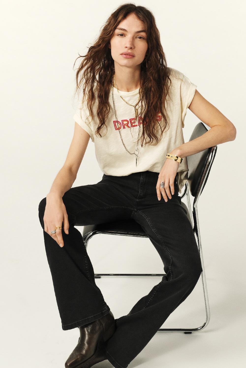 Ba&sh T-Shirt Droit Casual Visti Blanc Ecru