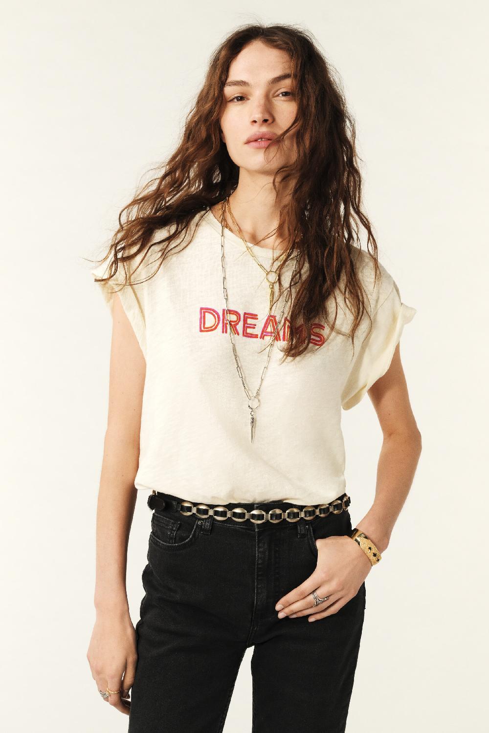 ba&sh T-Shirt Droit Casual Visti Blanc Ecru