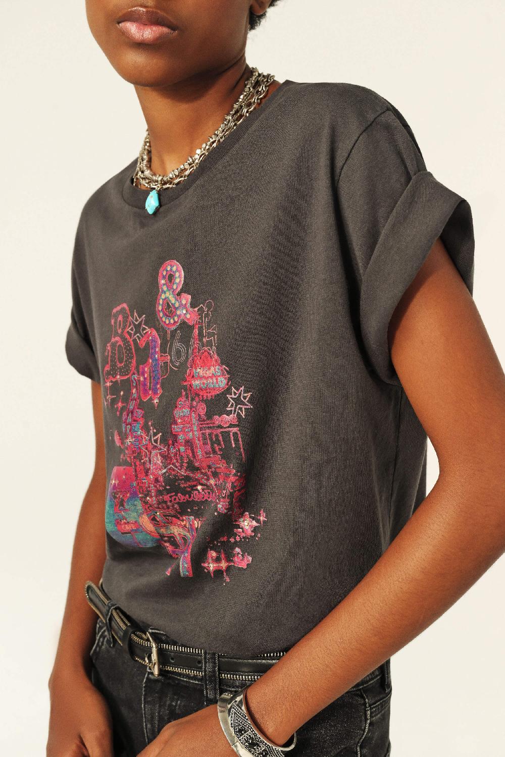 Ba&sh T-Shirt Manches Courtes Erave Carbone