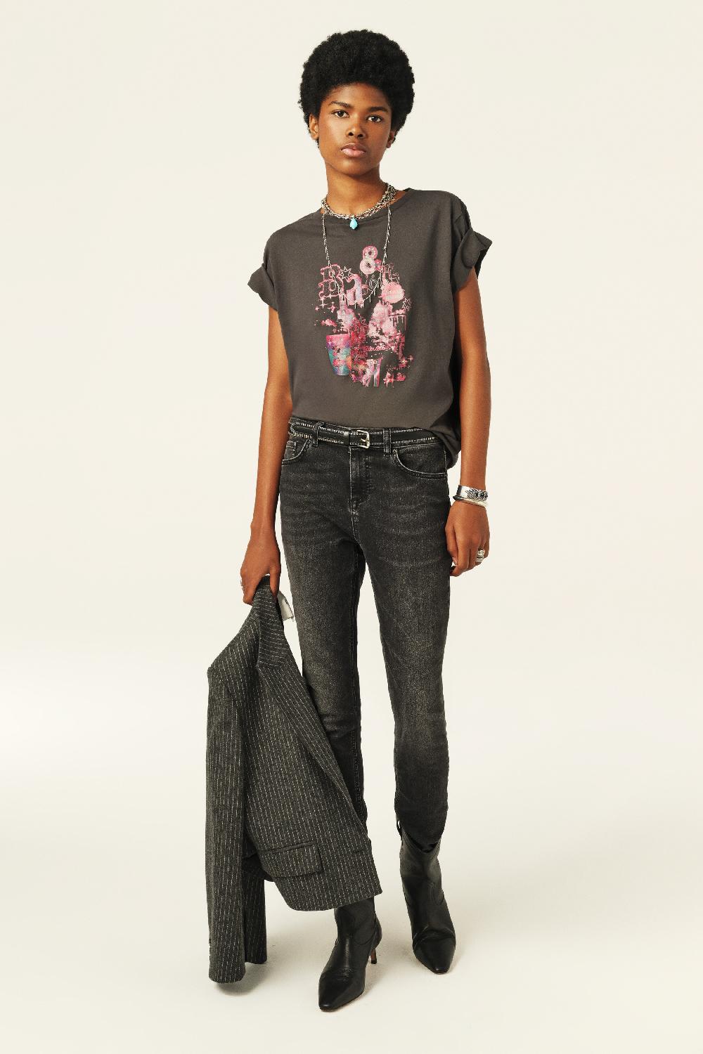 Ba&sh T-Shirt Manches Courtes Erave Carbone