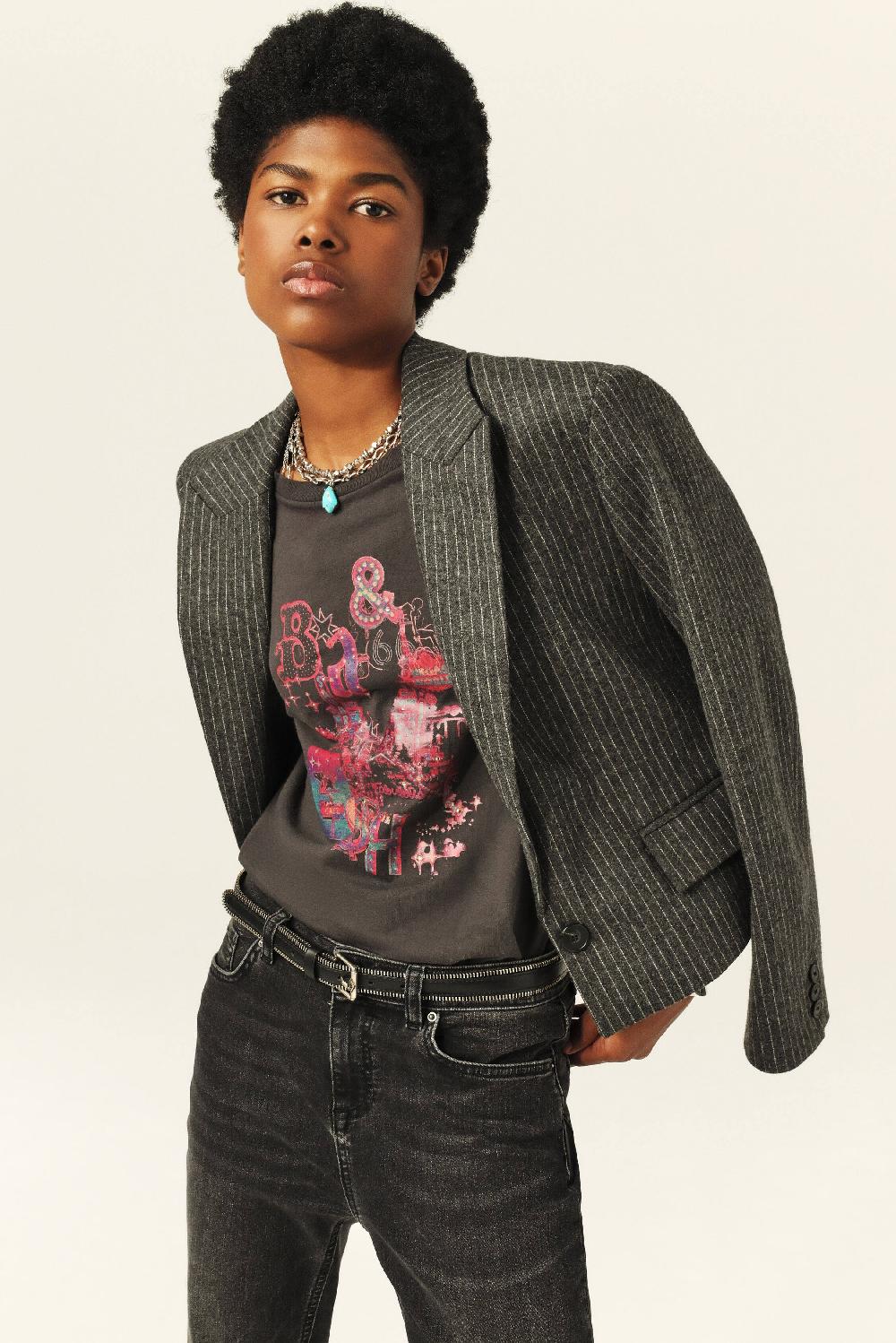 Ba&sh T-Shirt Manches Courtes Erave Carbone