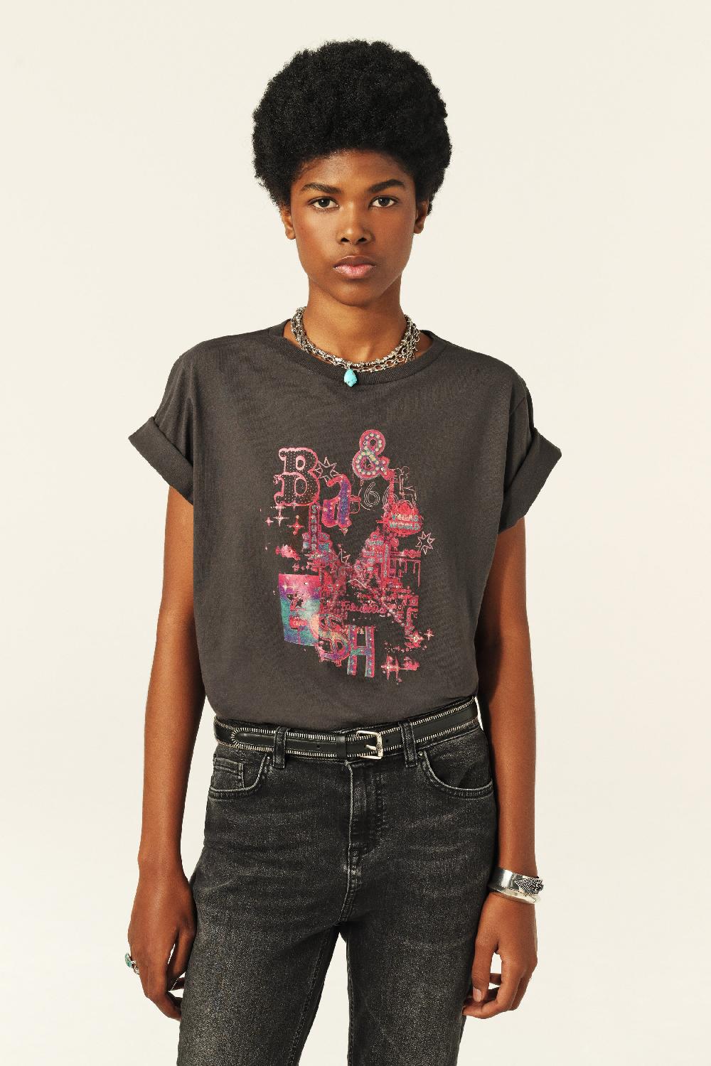 ba&sh T-Shirt Manches Courtes Erave Carbone