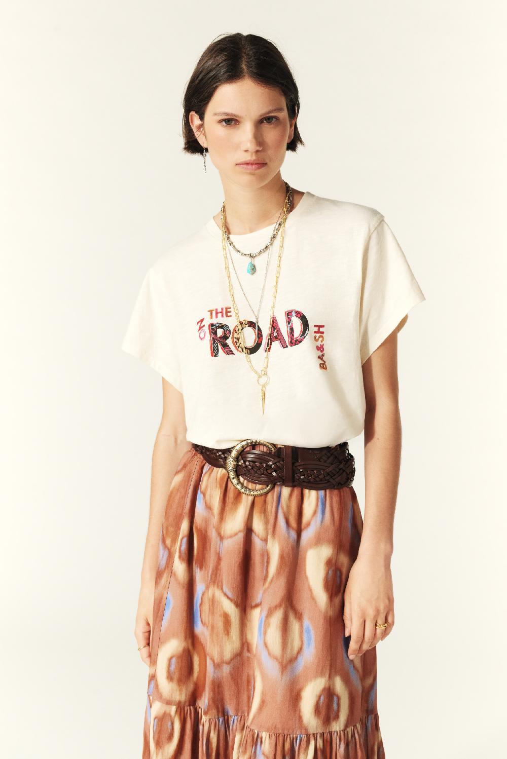 ba&sh T-Shirt Manches Courtes Mita Blanc Ecru