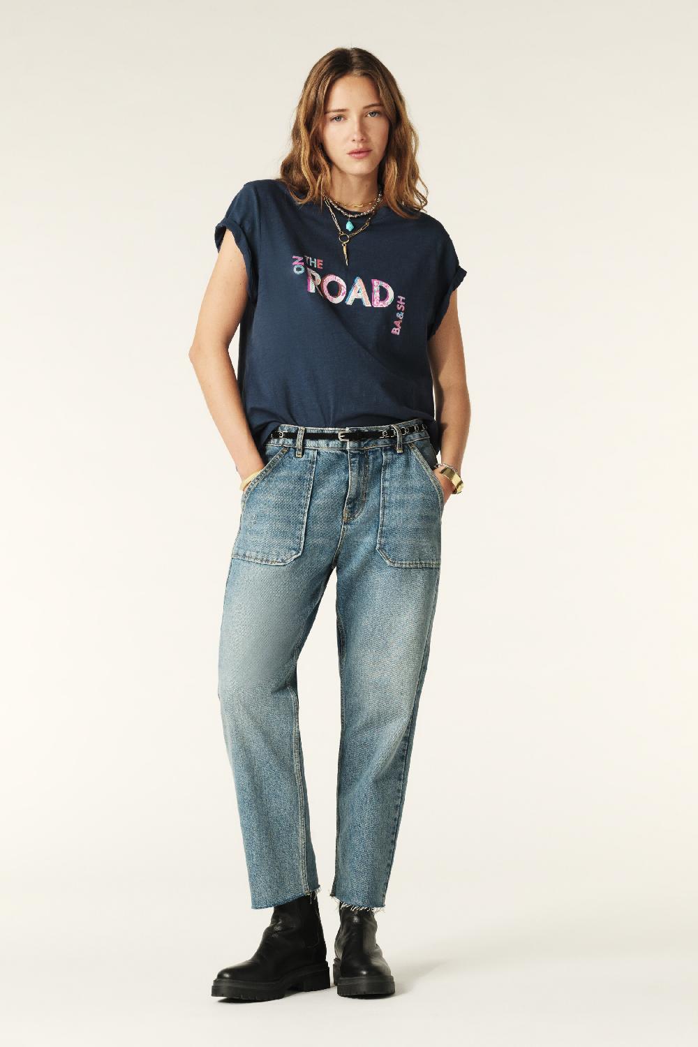 Ba&sh T-Shirt Manches Courtes Mita Marine