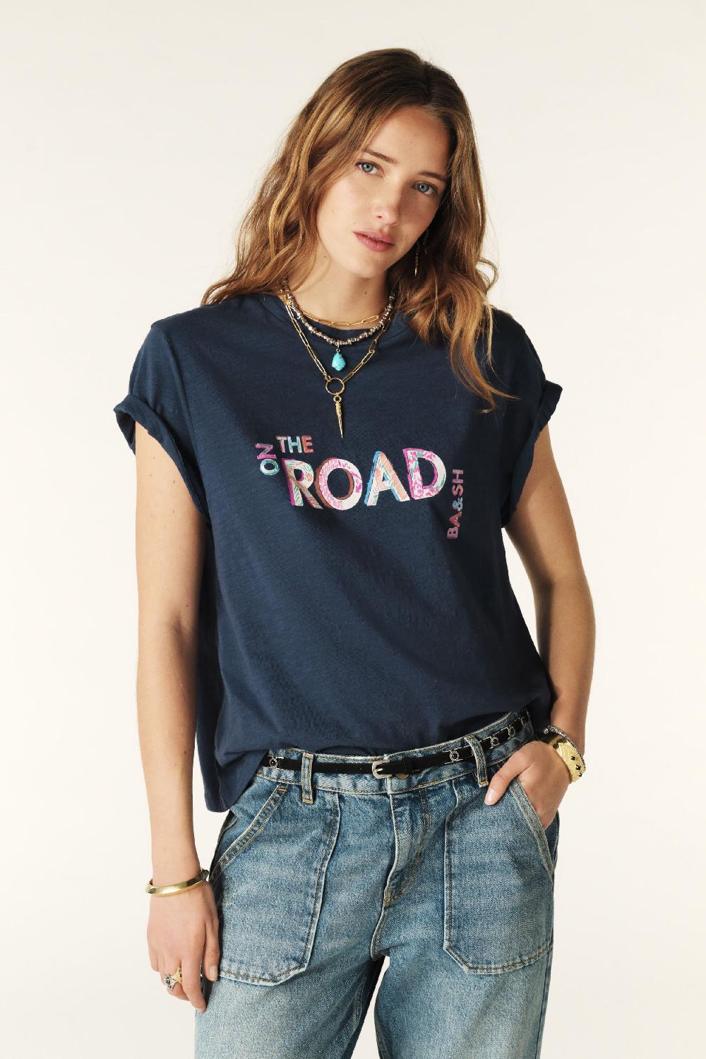 ba&sh T-Shirt Manches Courtes Mita Marine