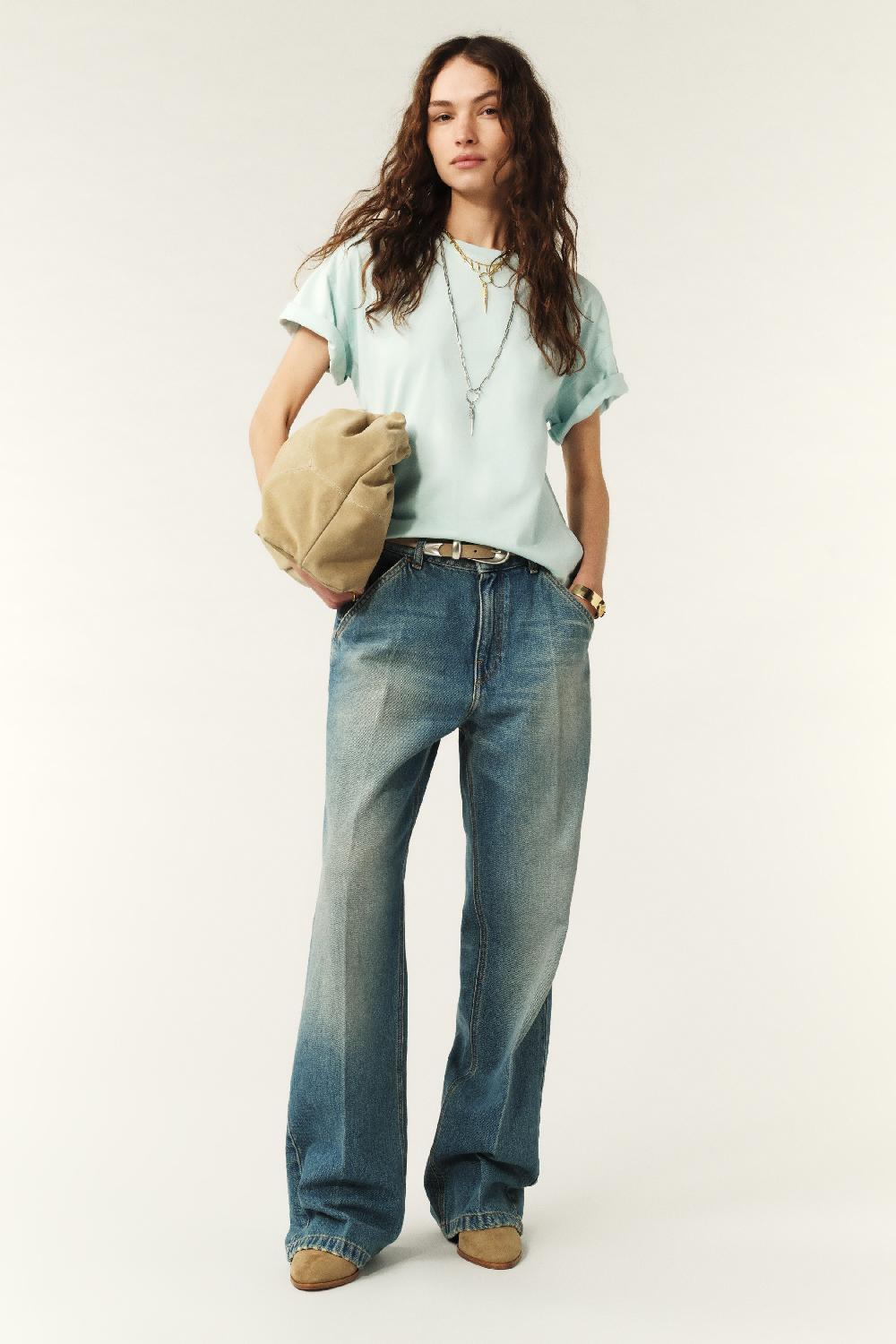 Ba&sh T-Shirt Manches Courtes Rosie Bleu