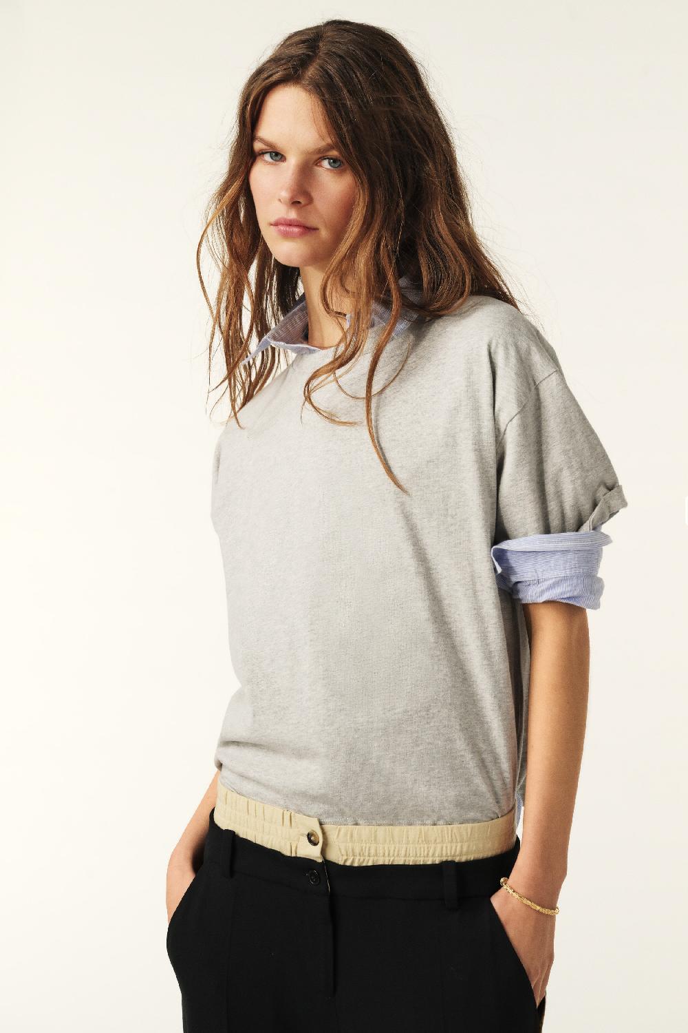 ba&sh T-Shirt Manches Courtes Rosie Gris