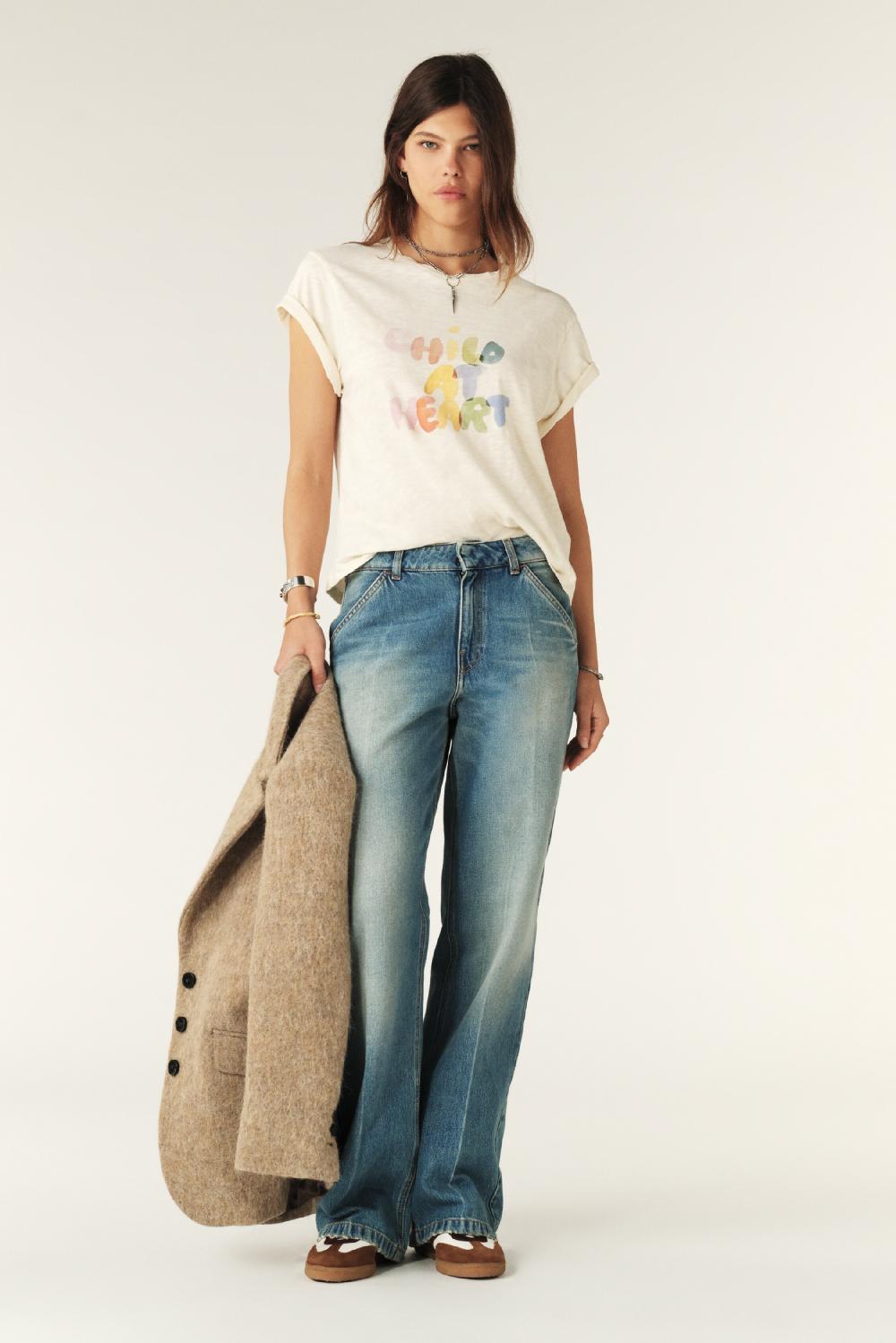 Ba&sh T-Shirt Manches Courtes Vic Blanc Ecru